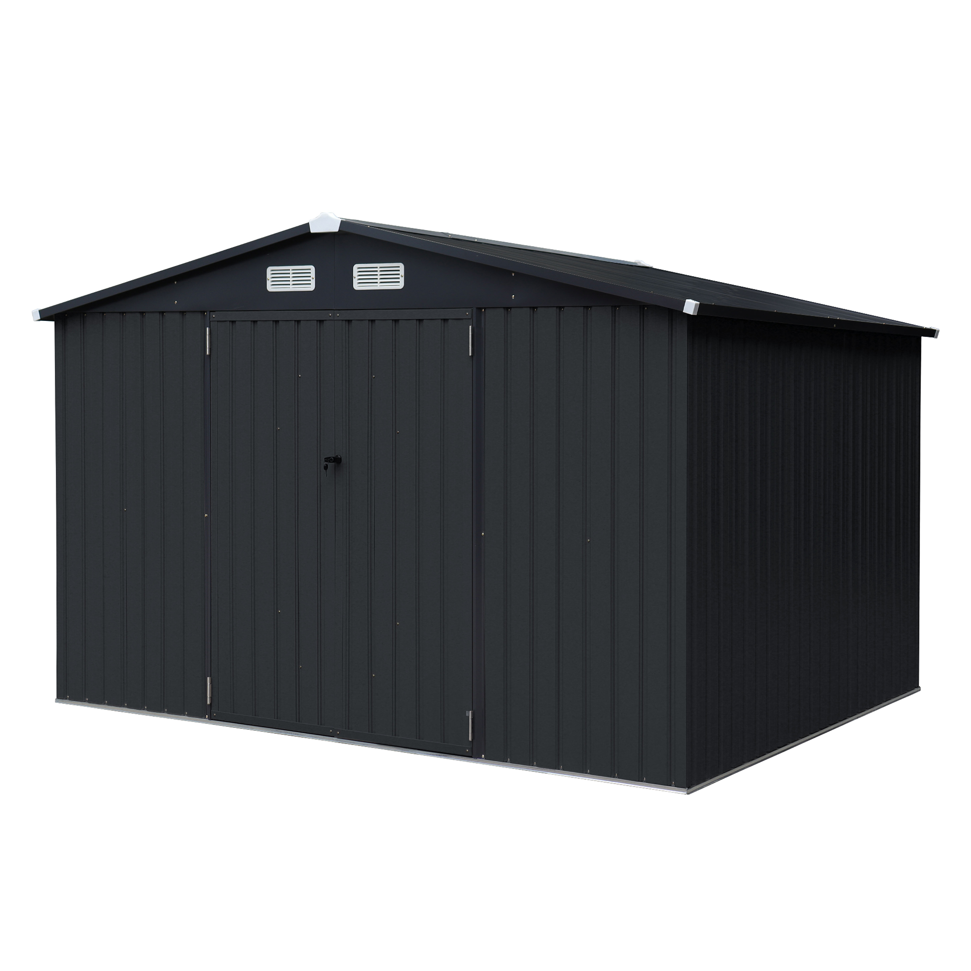 10' x 8' Outdoor Storage Shed, Metal Garden Tool Shed with Lockable Door
