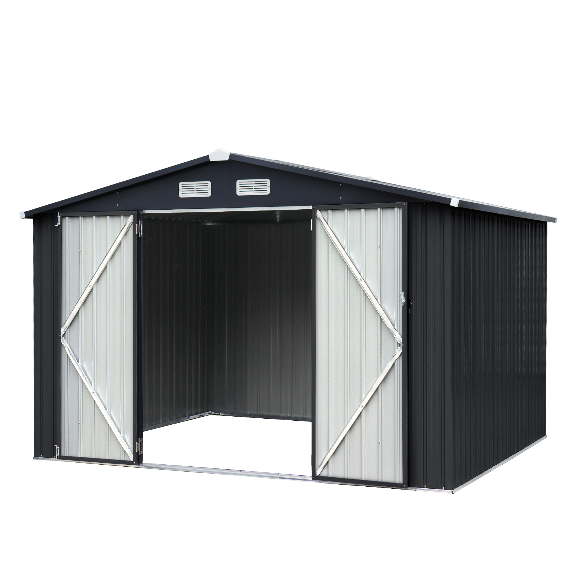 10' x 8' Outdoor Storage Shed, Metal Garden Tool Shed with Lockable Door