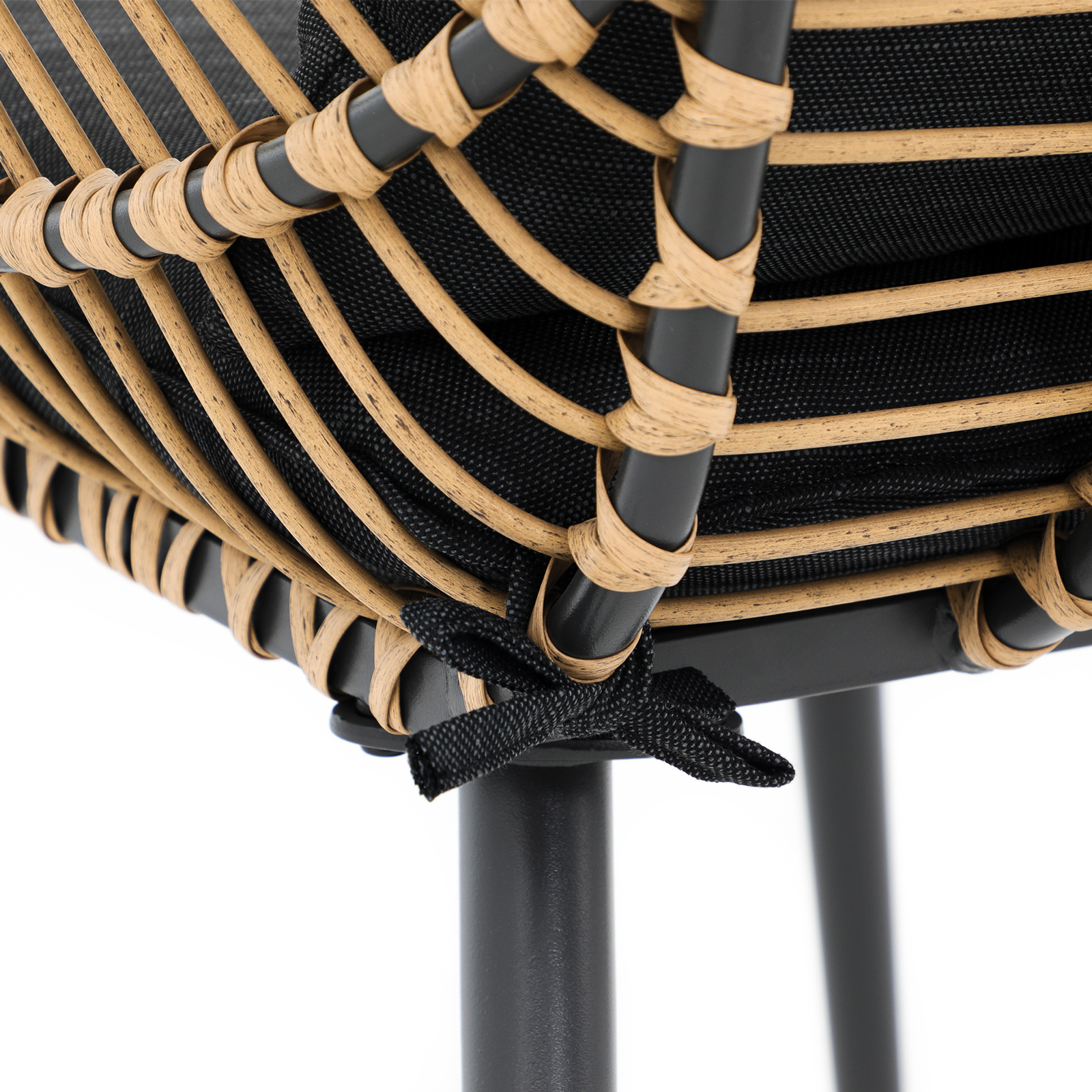 5pcs Wicker Patio Bistro Set With Ottomans and Cushions, Boho Style Outdoor Conversation Set