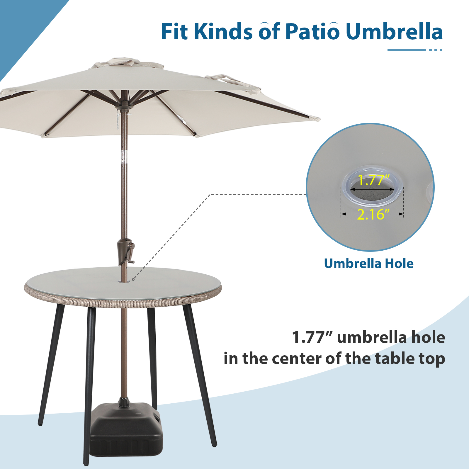 folding table glass top patio table with umbrella hole