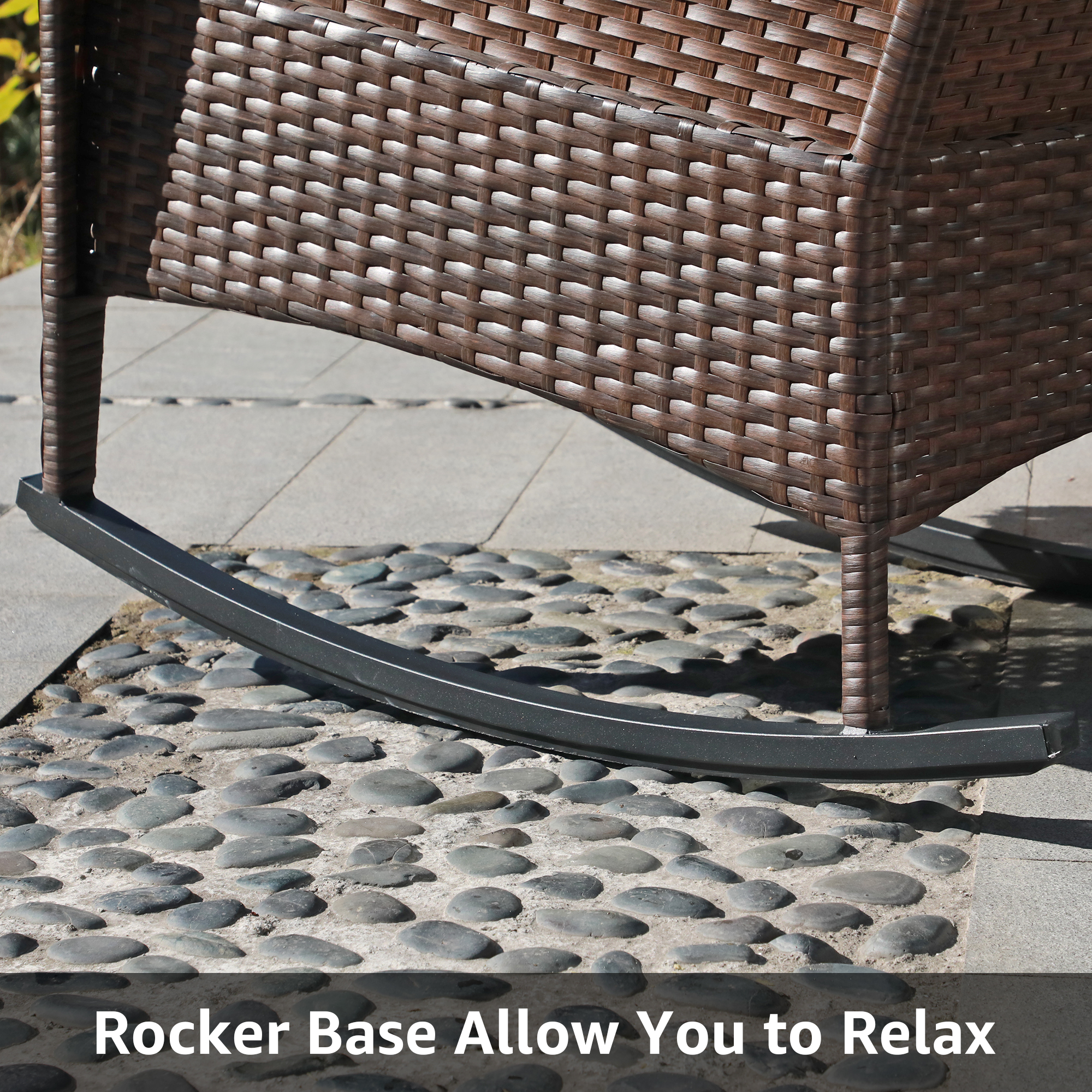 Wicker Outdoor Rocking Chairs For Patio, Garden, Lawn, 3 Colors