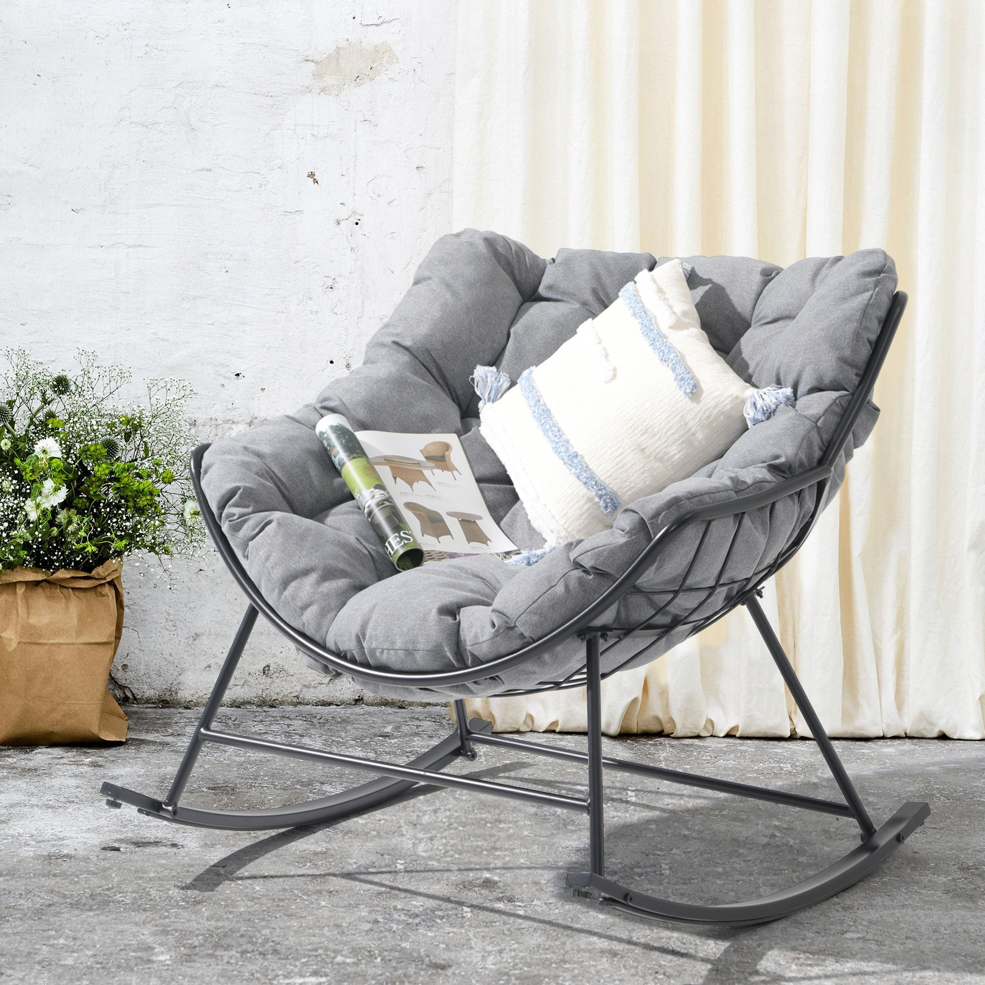 Gray rocking chair top