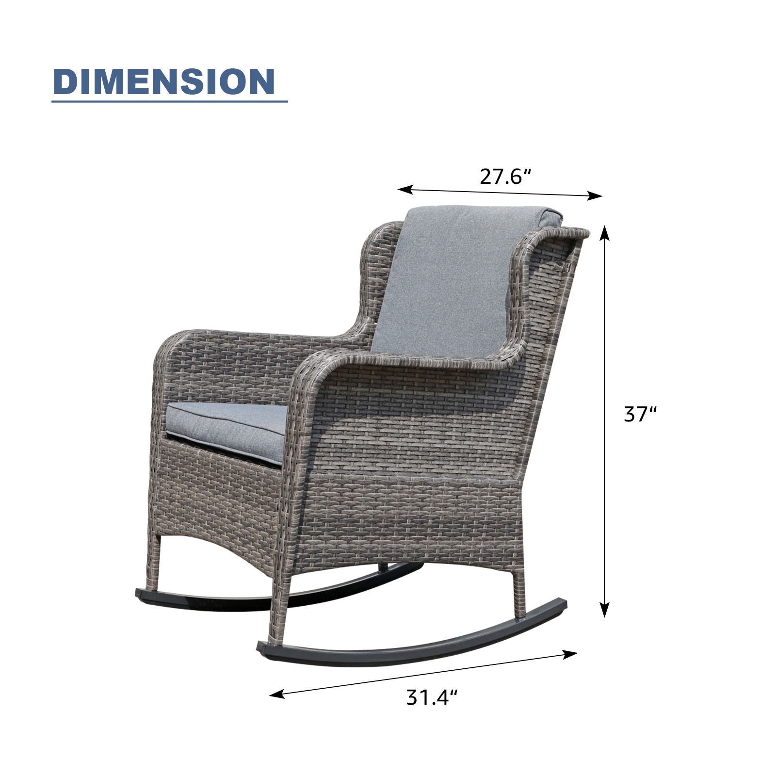 Wicker Outdoor Rocking Chairs For Patio, Garden, Lawn, 3 Colors