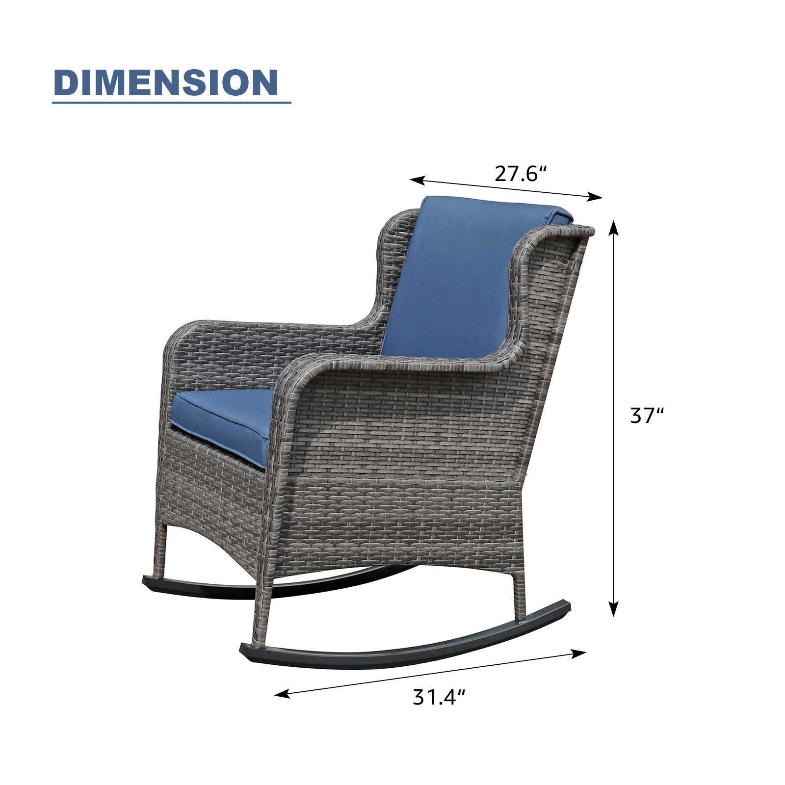 Wicker Outdoor Rocking Chairs For Patio, Garden, Lawn, 3 Colors