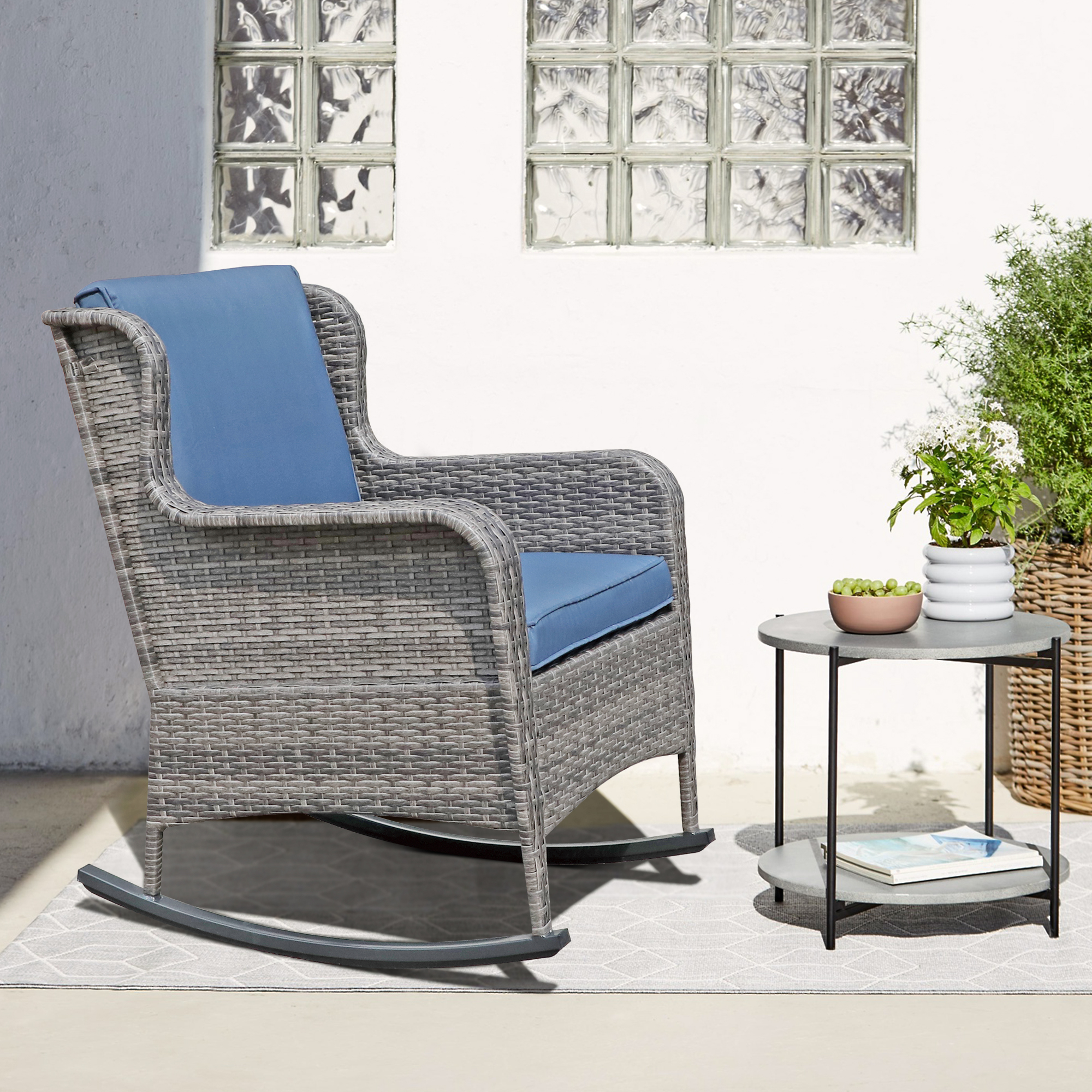 Wicker Outdoor Rocking Chairs For Patio, Garden, Lawn, 3 Colors