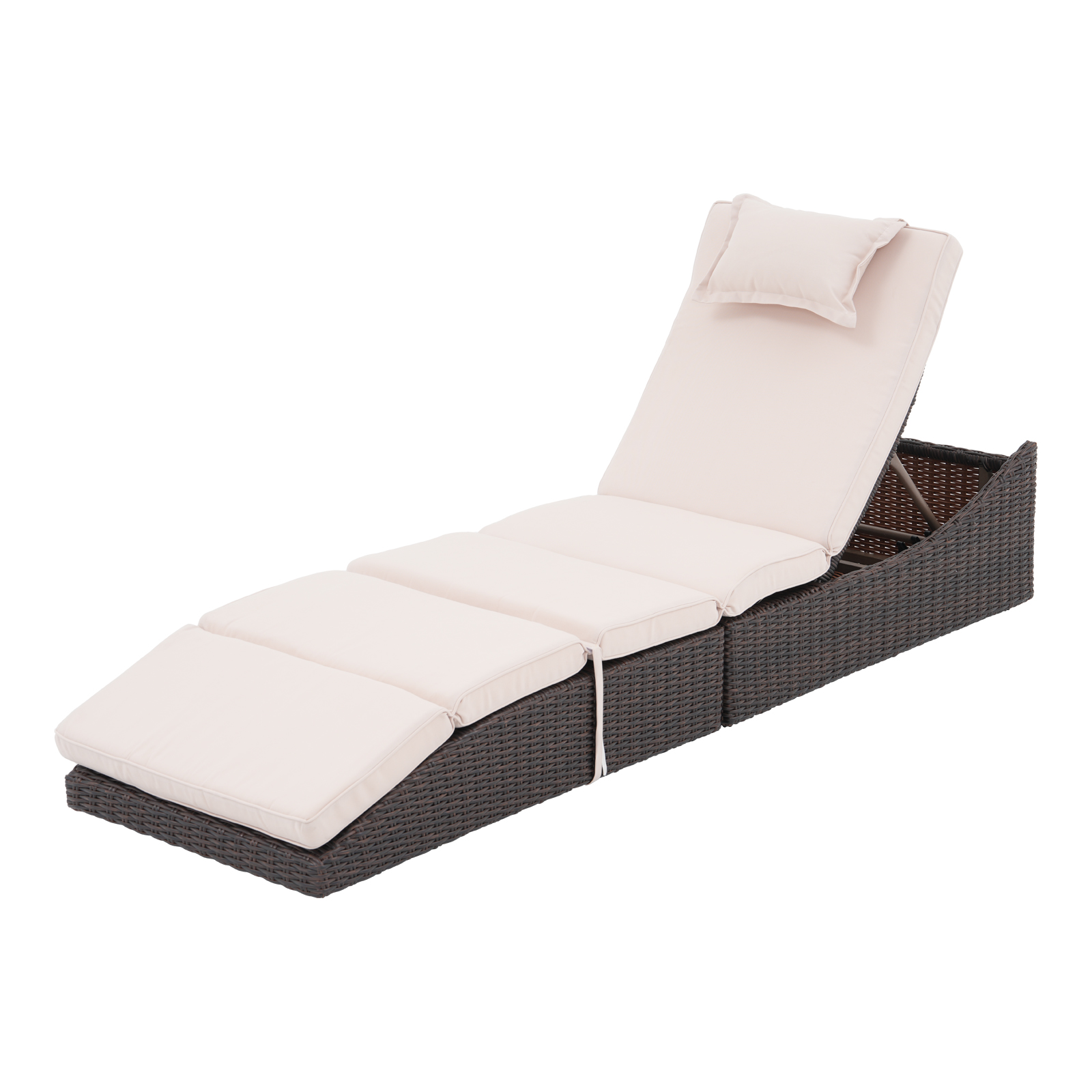OC ORANGE-CASUAL 1-2 Pcs Folding Patio Lounge Chairs Wicker Outdoor Loungers, Wave Shape, Grey