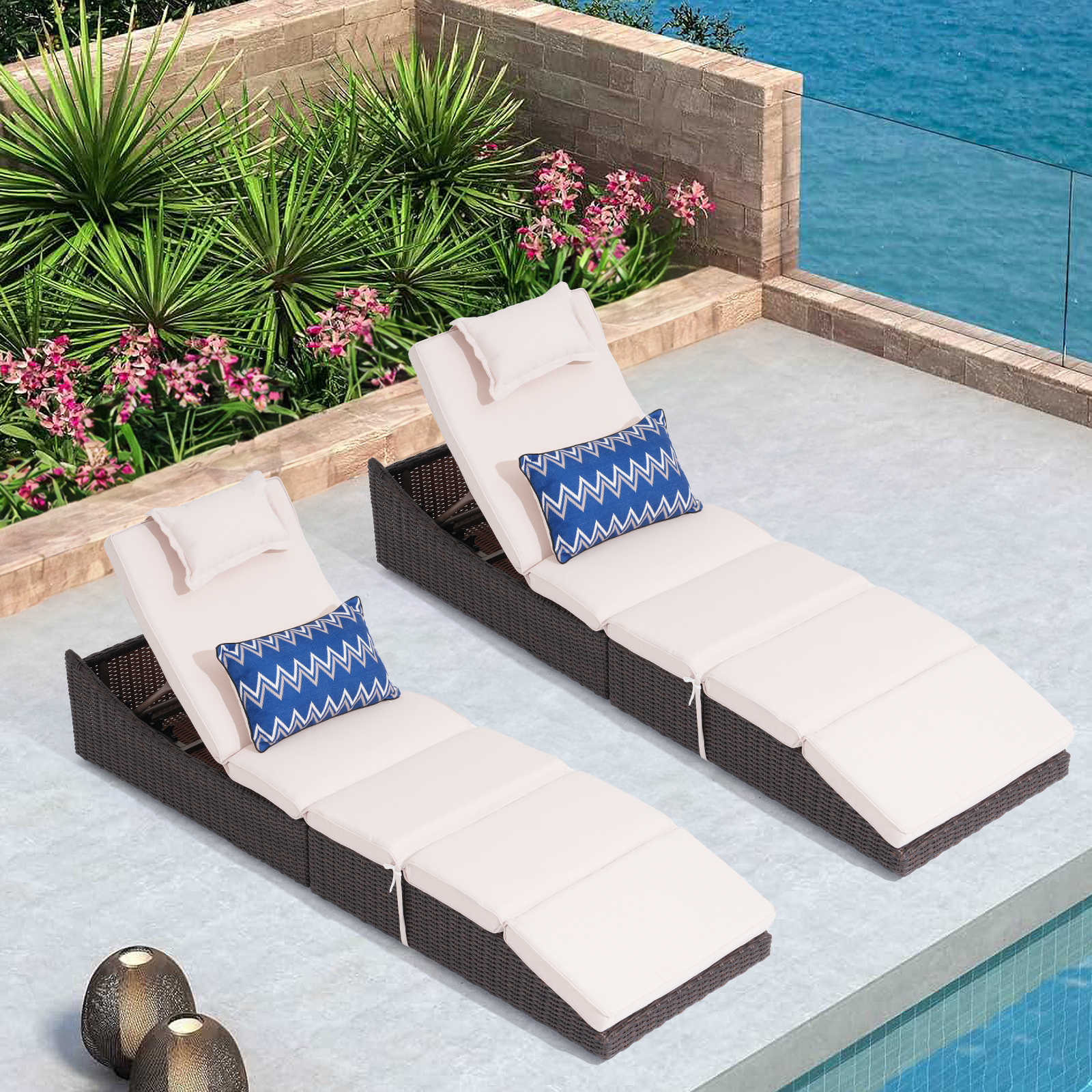 Pool Lounge Chairs Patio Chaise Lounge Set Of Wicker Outdoor