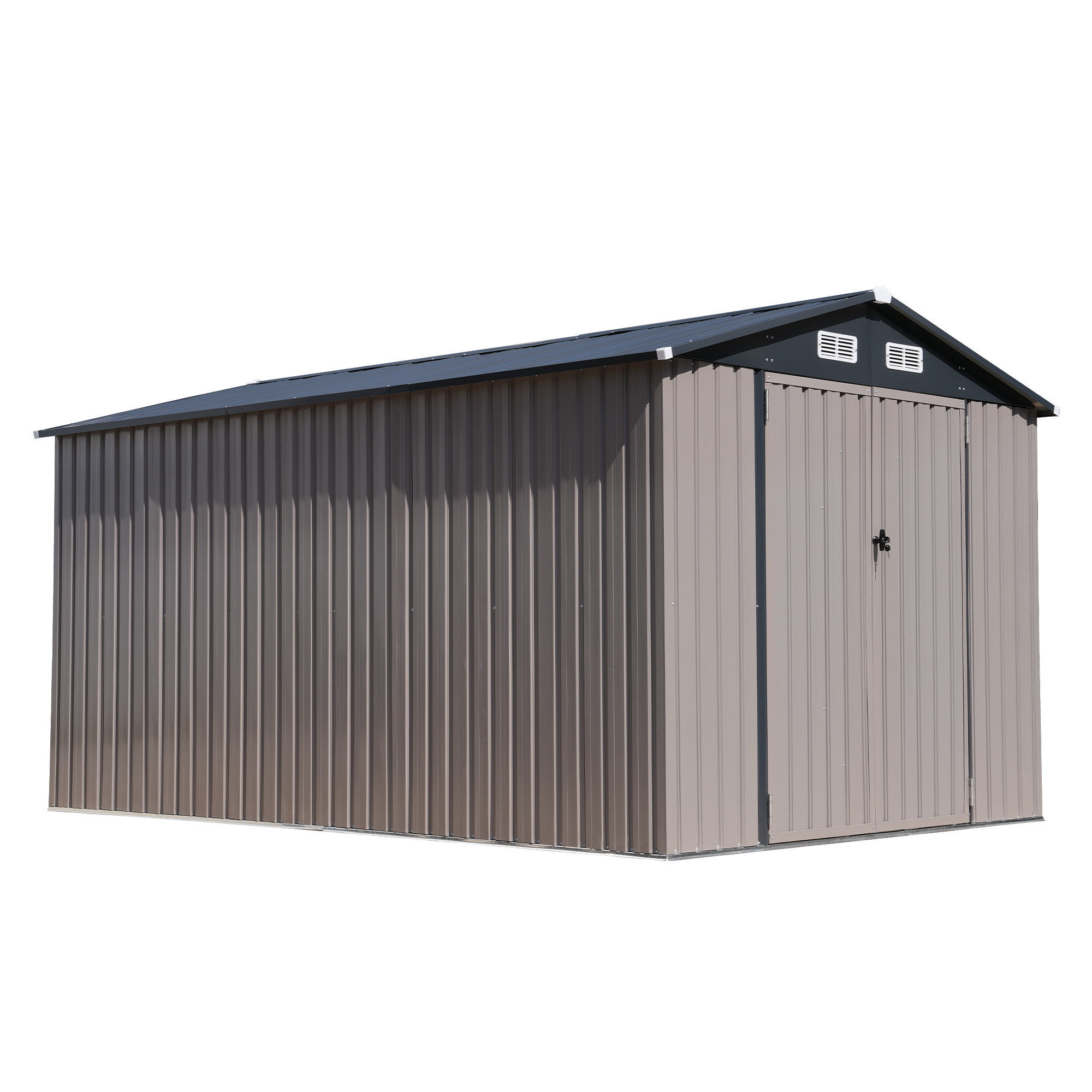 8'x 12' Metal Outdoor Storage Shed Brown Garden Tool Shed for Backyard & Patio