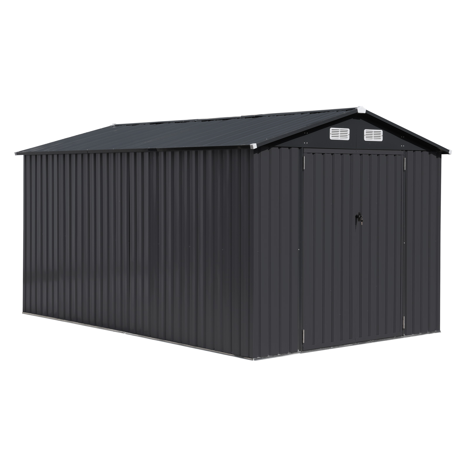 8'x 12' Outdoor Storage Shed Metal Garden Tool Shed for Backyard, Patio, Lawn, Black