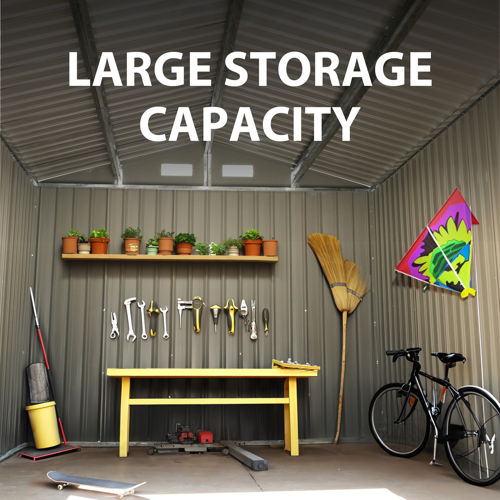 8'x 12' Outdoor Storage Shed Metal Garden Tool Shed for Backyard, Patio, Lawn, Black