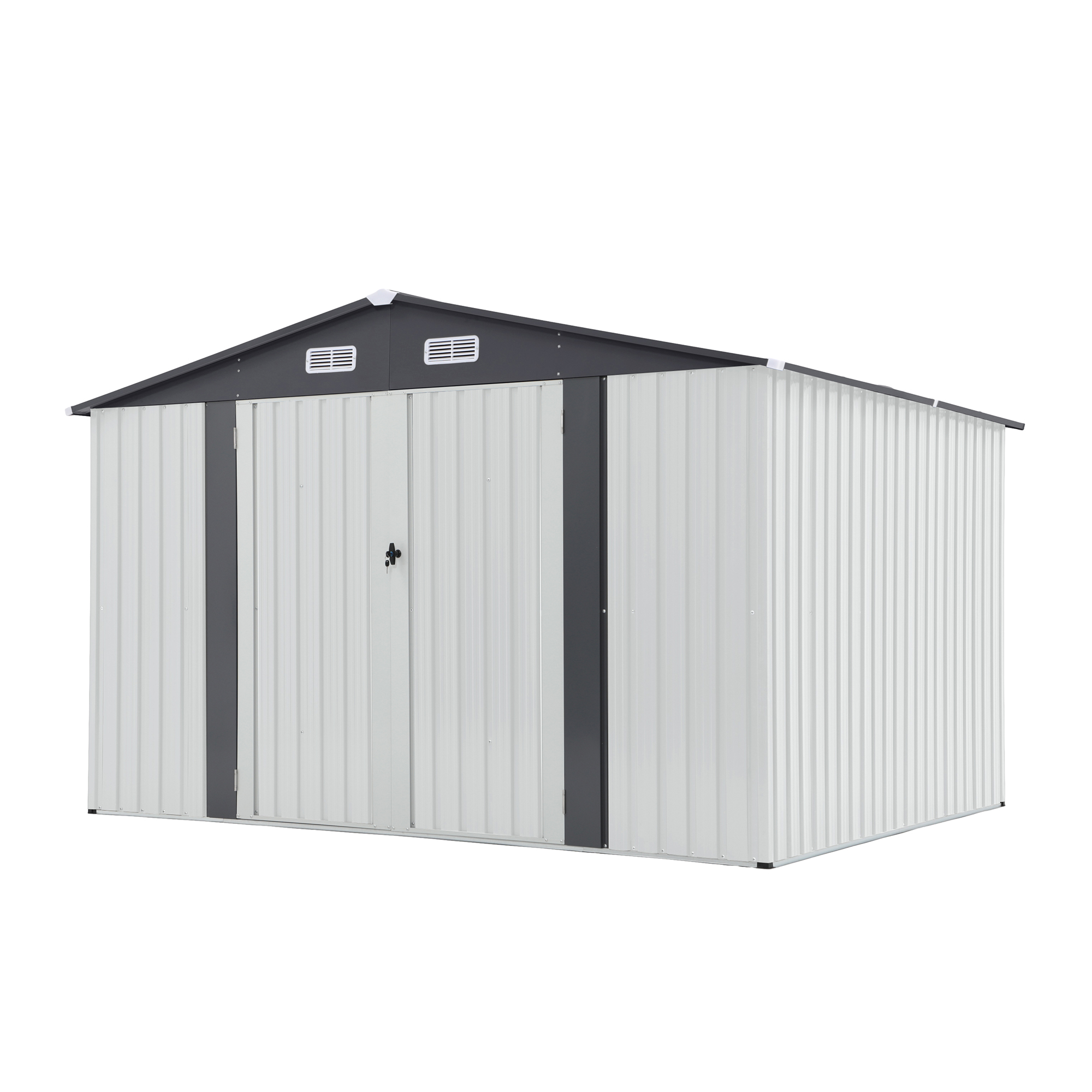 10' x 8' Outdoor Storage Shed, Metal Garden Tool Shed with Lockable Door