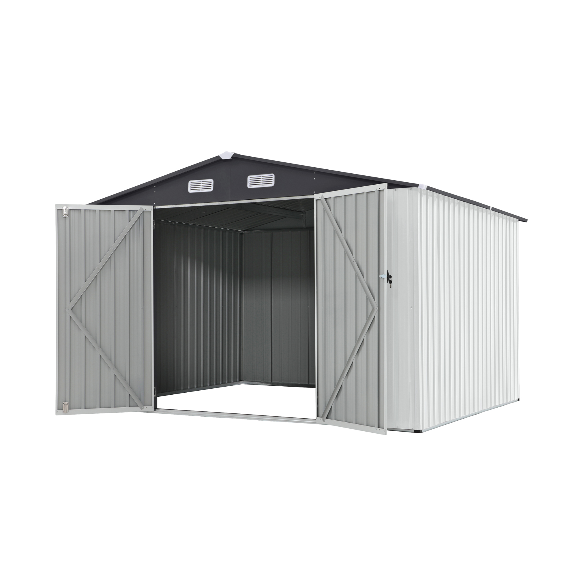 10' x 8' Outdoor Storage Shed, Metal Garden Tool Shed with Lockable Door