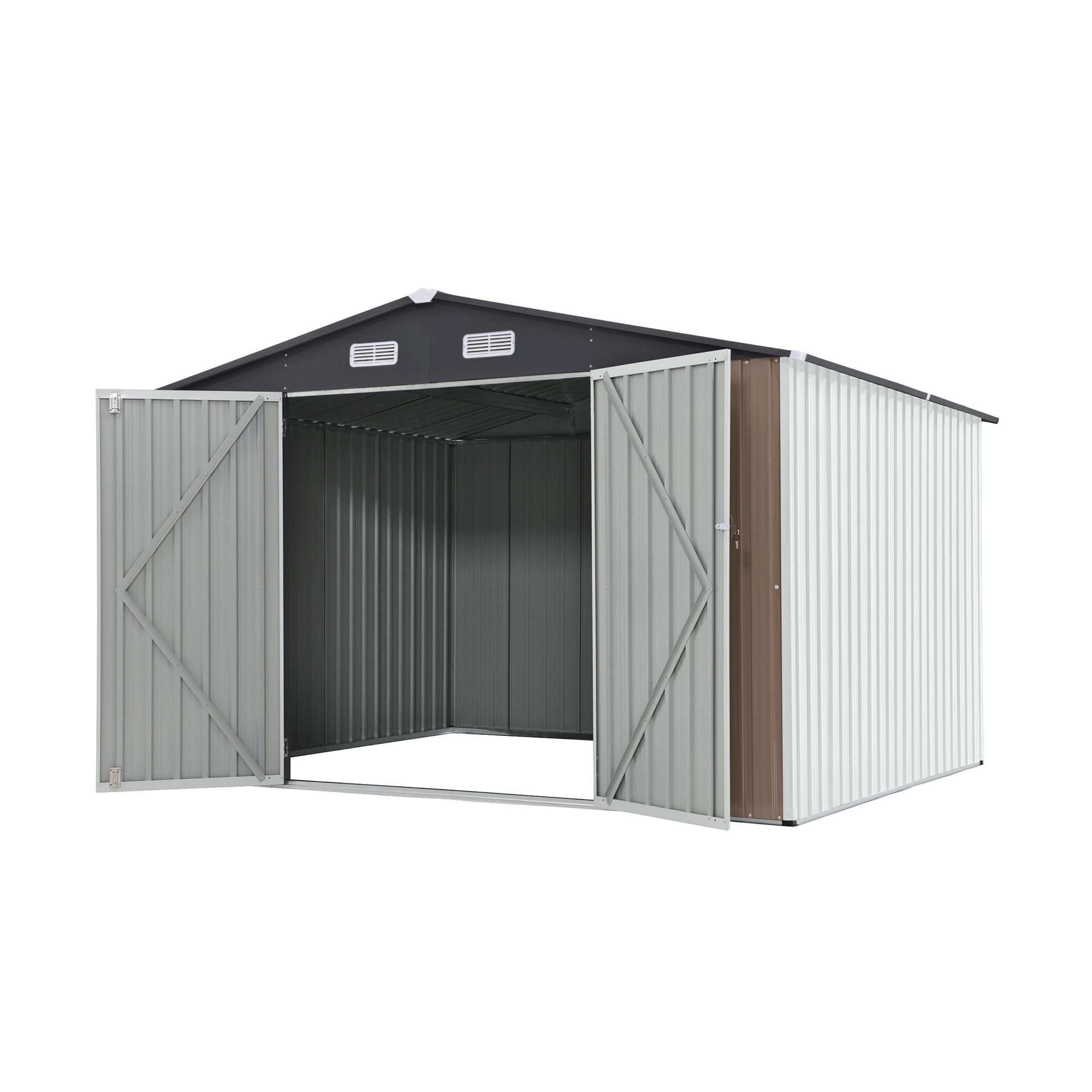 10' x 8' Outdoor Storage Shed, Metal Garden Tool Shed with Lockable Door