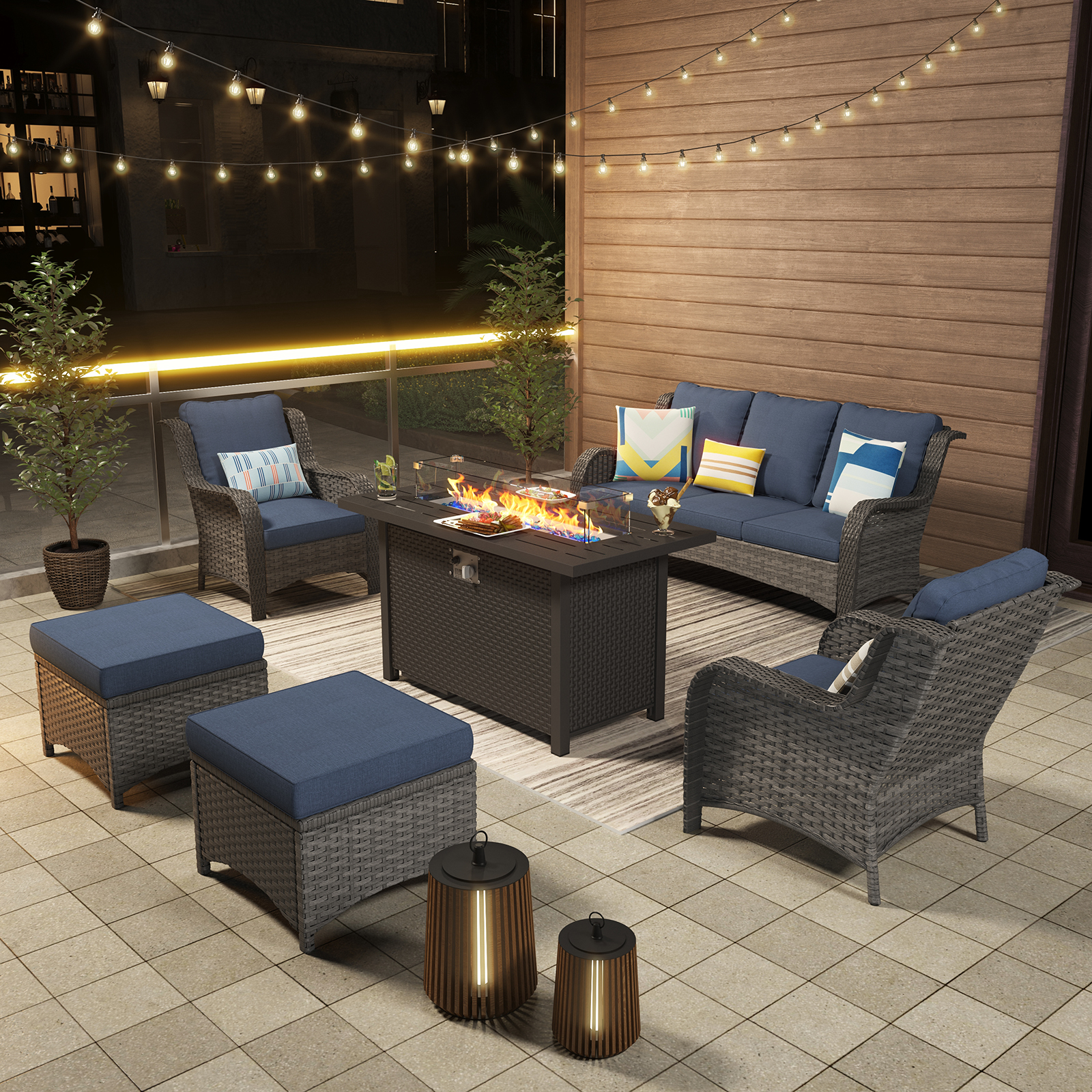 45'' Outdoor Propane Fire Pit Table, 50000 BTU Firepit with Adjustable Flame