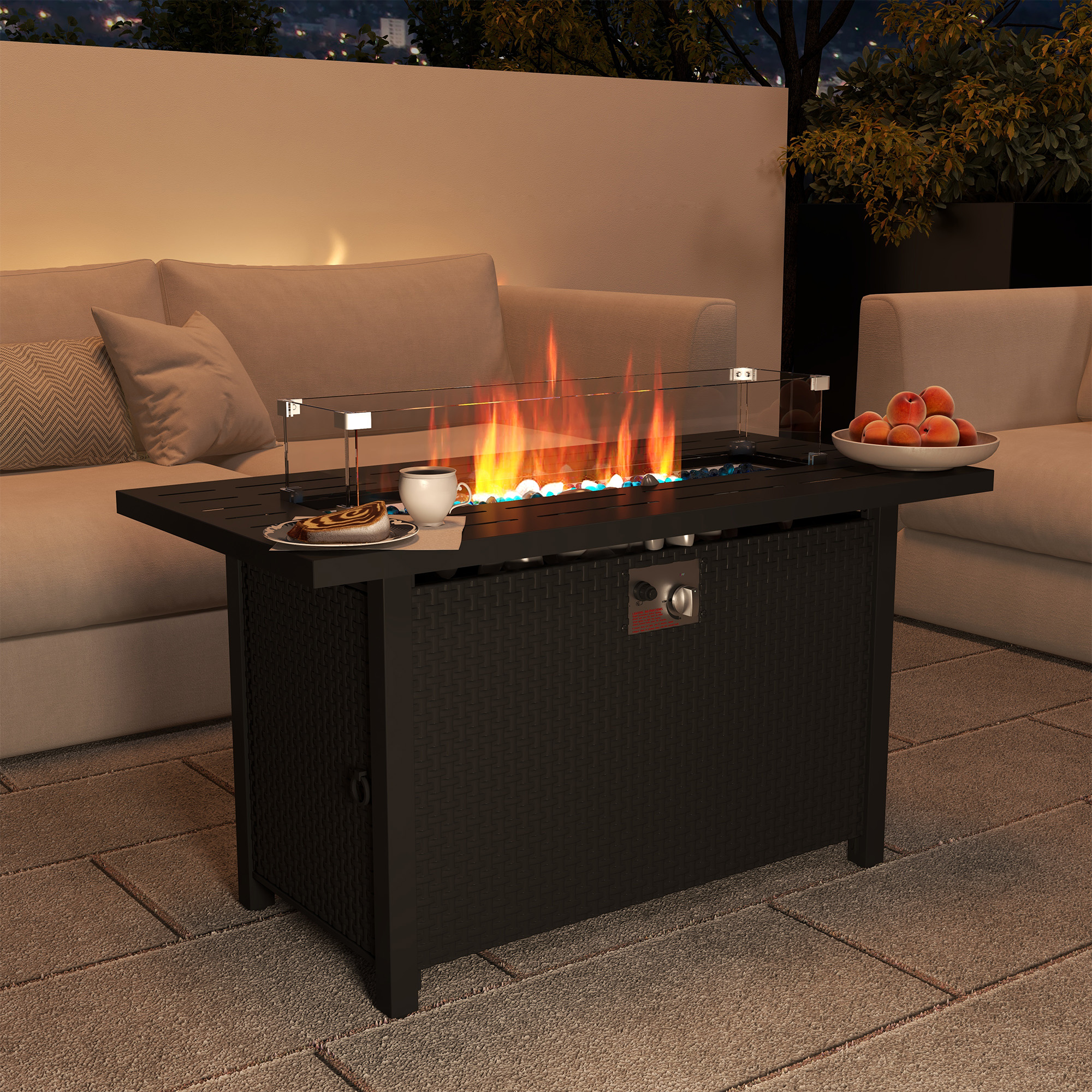 45'' Outdoor Propane Fire Pit Table, 50000 BTU Firepit with Adjustable Flame