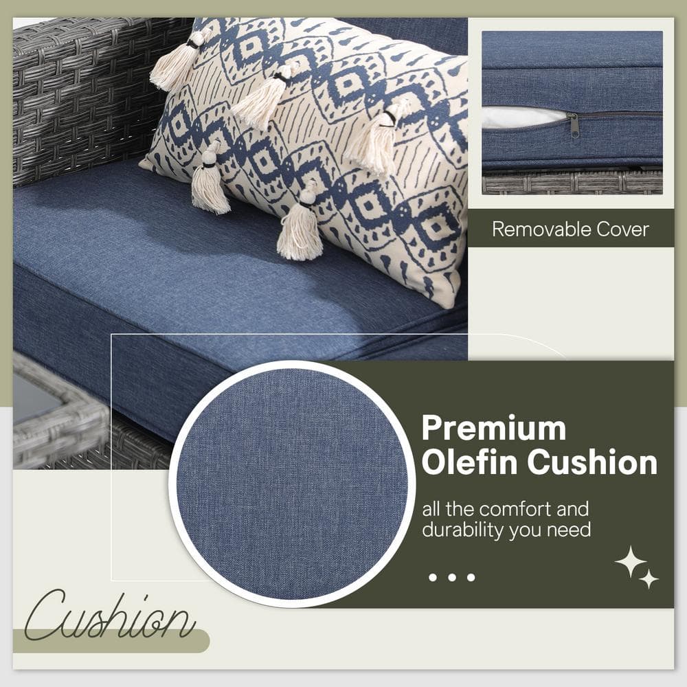 Wicker Outdoor Furniture Set with Lift-top Table Patio Sectional Dining Set