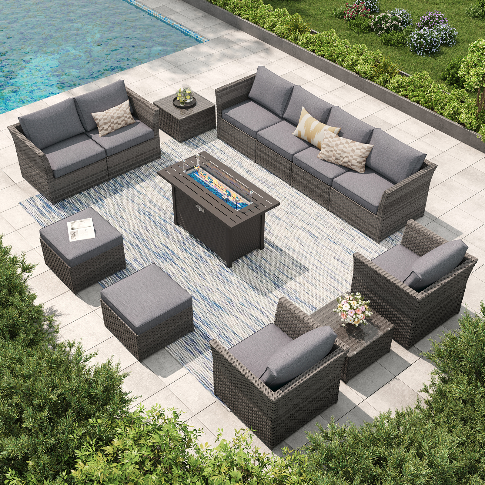 45'' Outdoor Propane Fire Pit Table, 50000 BTU Firepit with Adjustable Flame