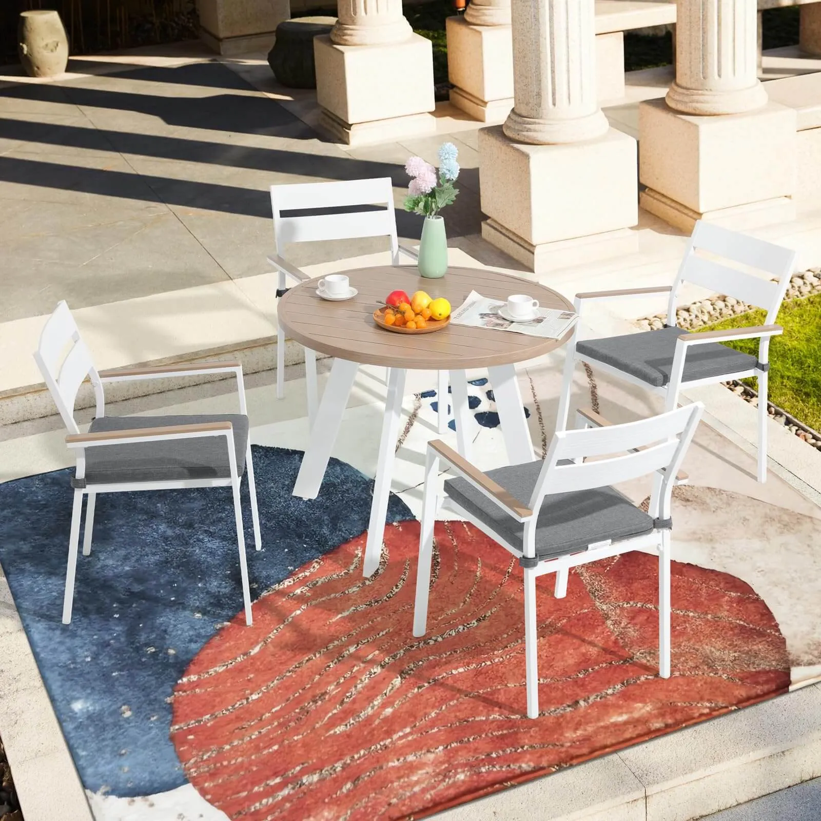 Aluminum Patio Stackable Dining Chairs with Cushions Set of 2/4