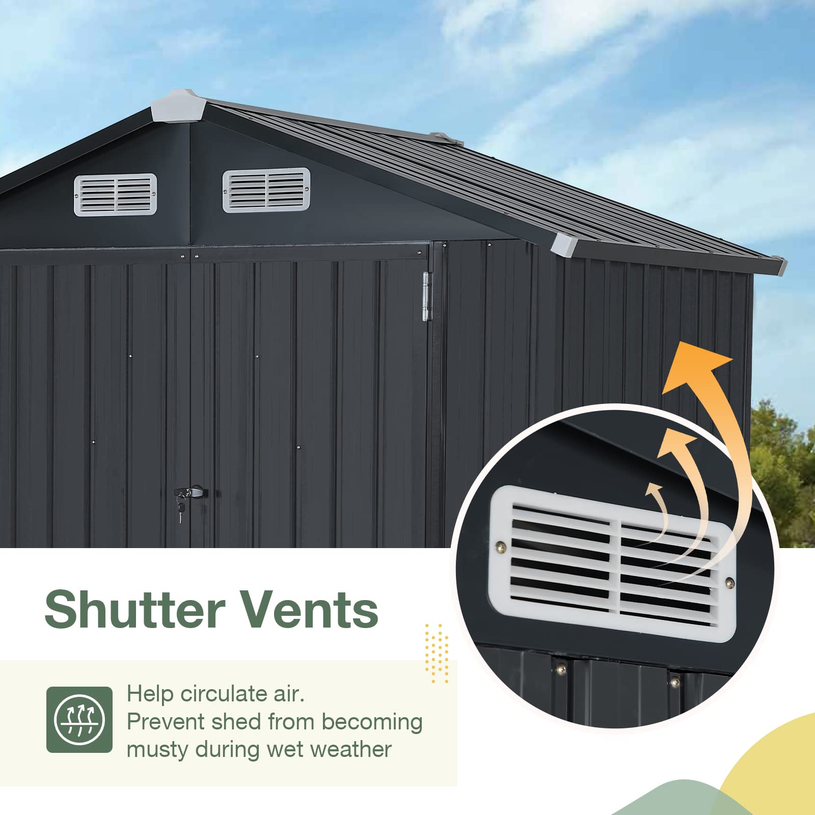 10' x 8' Outdoor Storage Shed, Metal Garden Tool Shed with Lockable Door