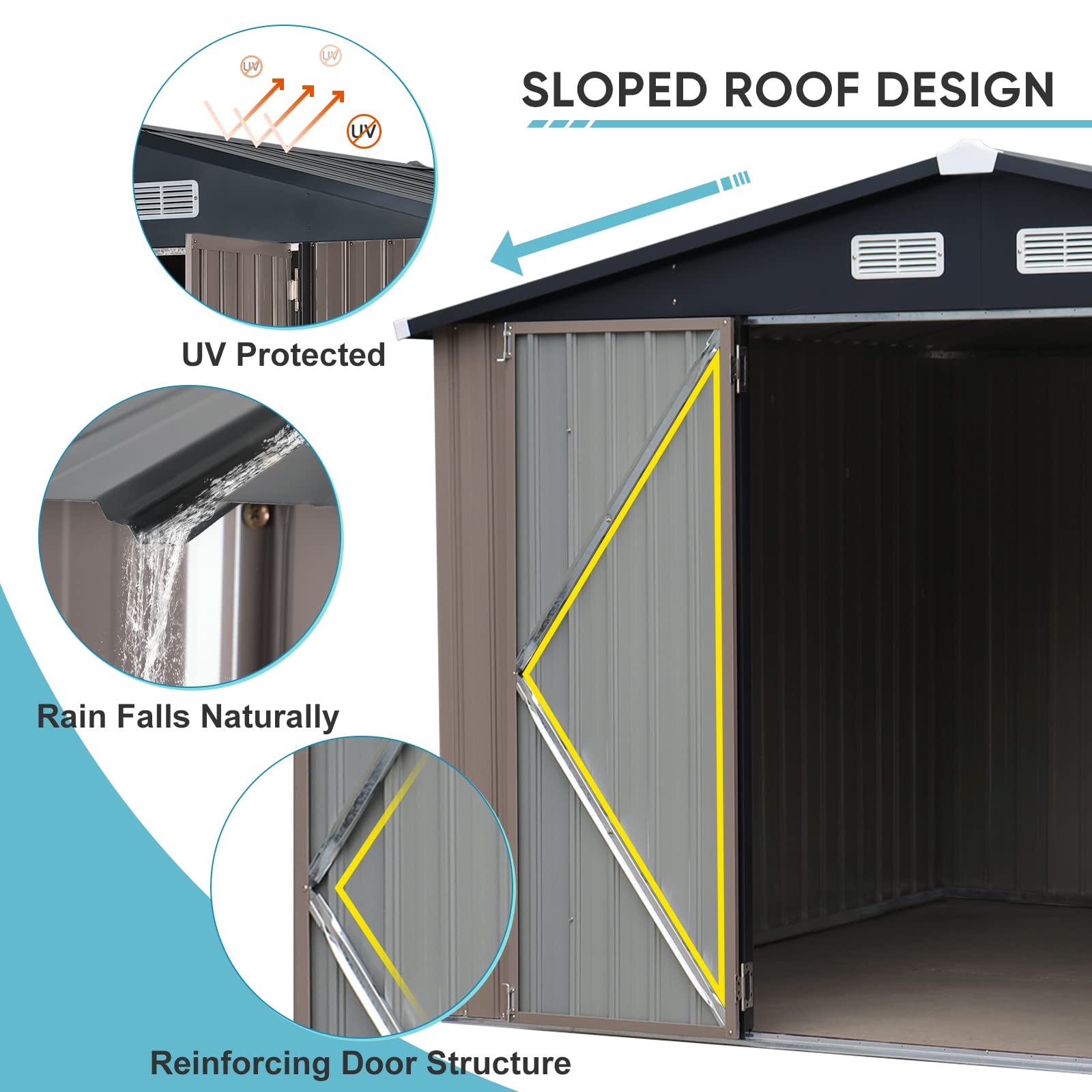 10' x 8' Outdoor Storage Shed, Metal Garden Tool Shed with Lockable Door