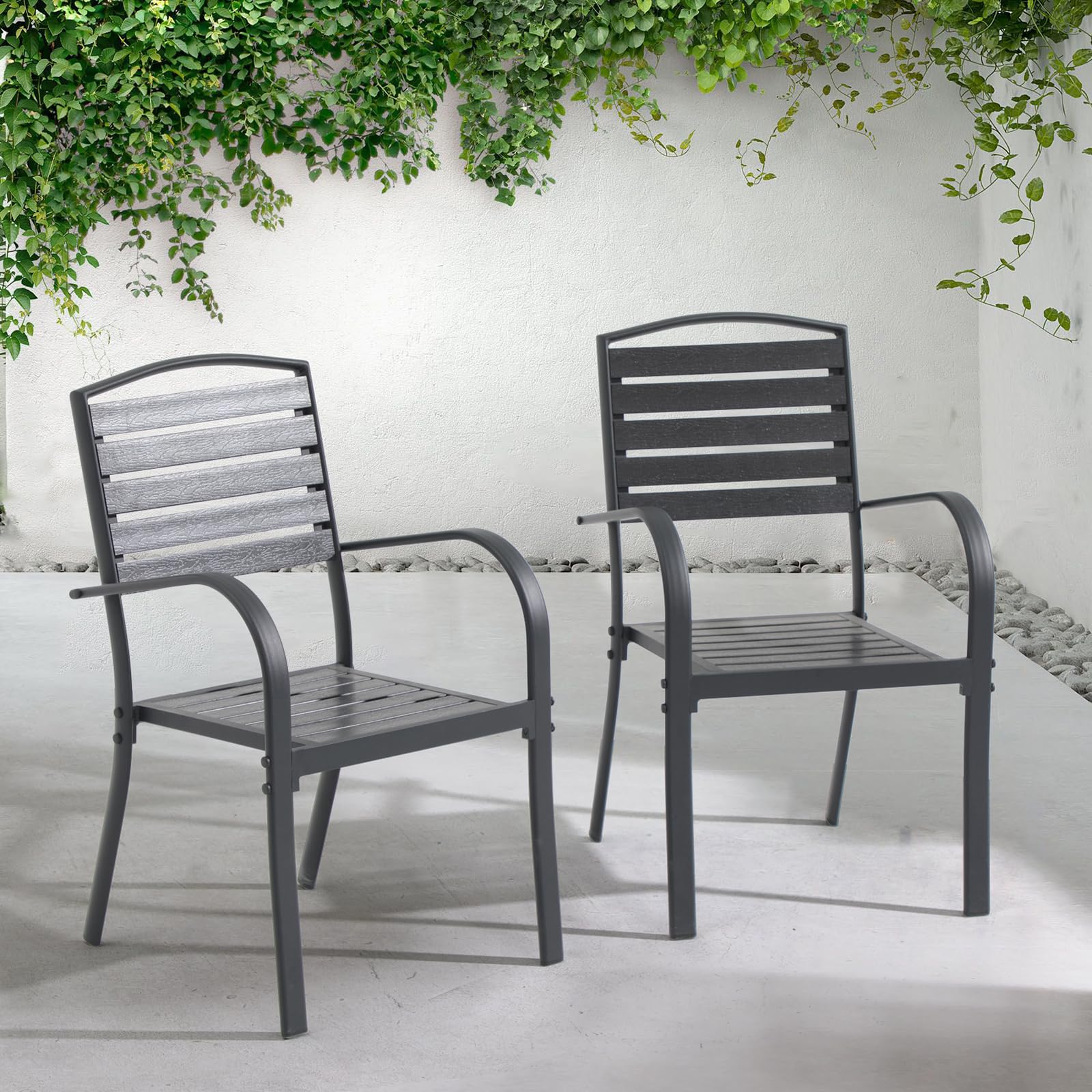metal garden chairs grey