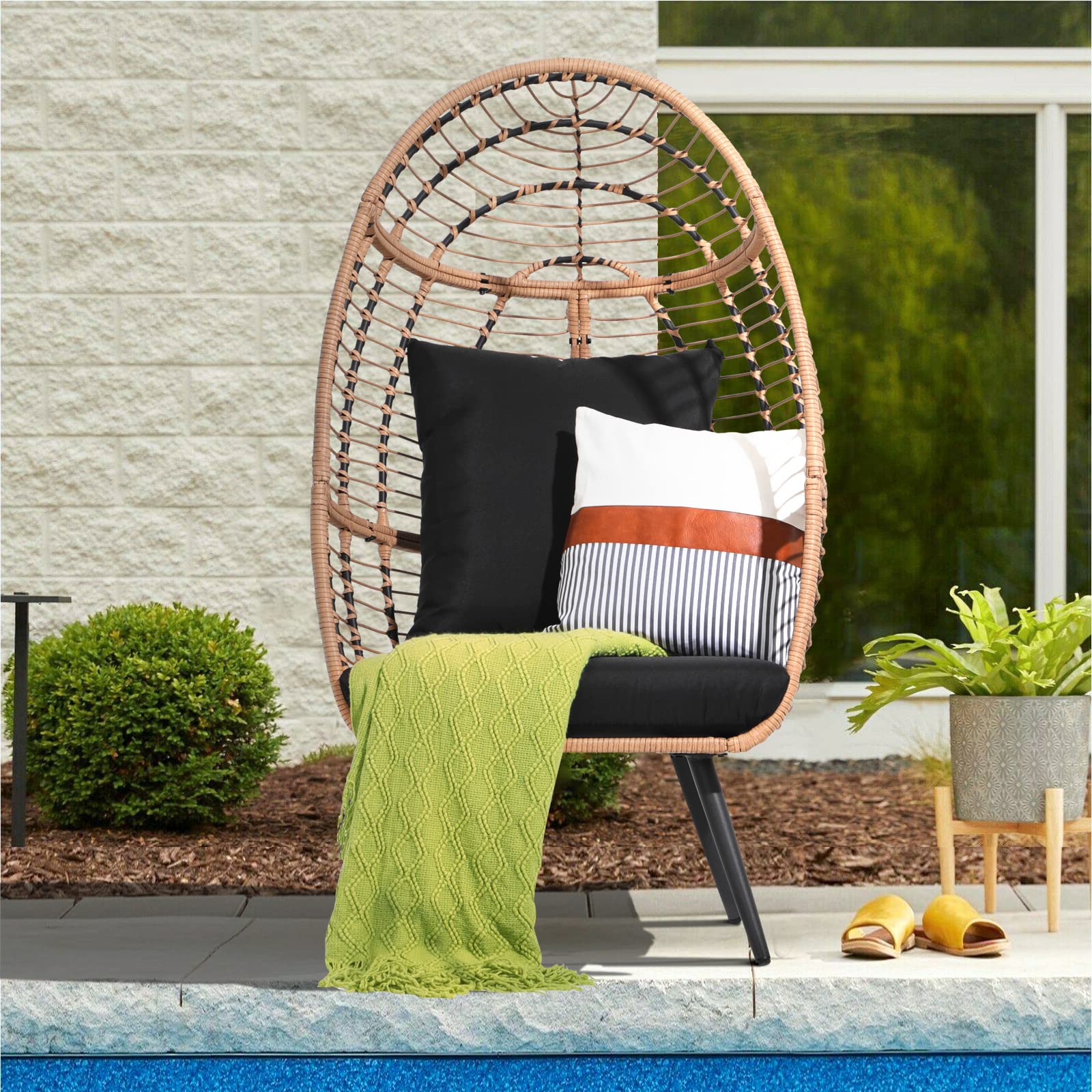 Wicker Egg Chair Rattan Lounge Chair Basket Wicker Chair for Indoor and Outdoor