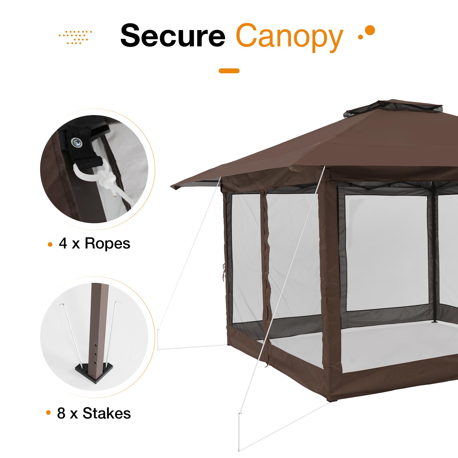 13'x13' Pop Up Gazebo With Mosquito Netting Outdoor Canopy
