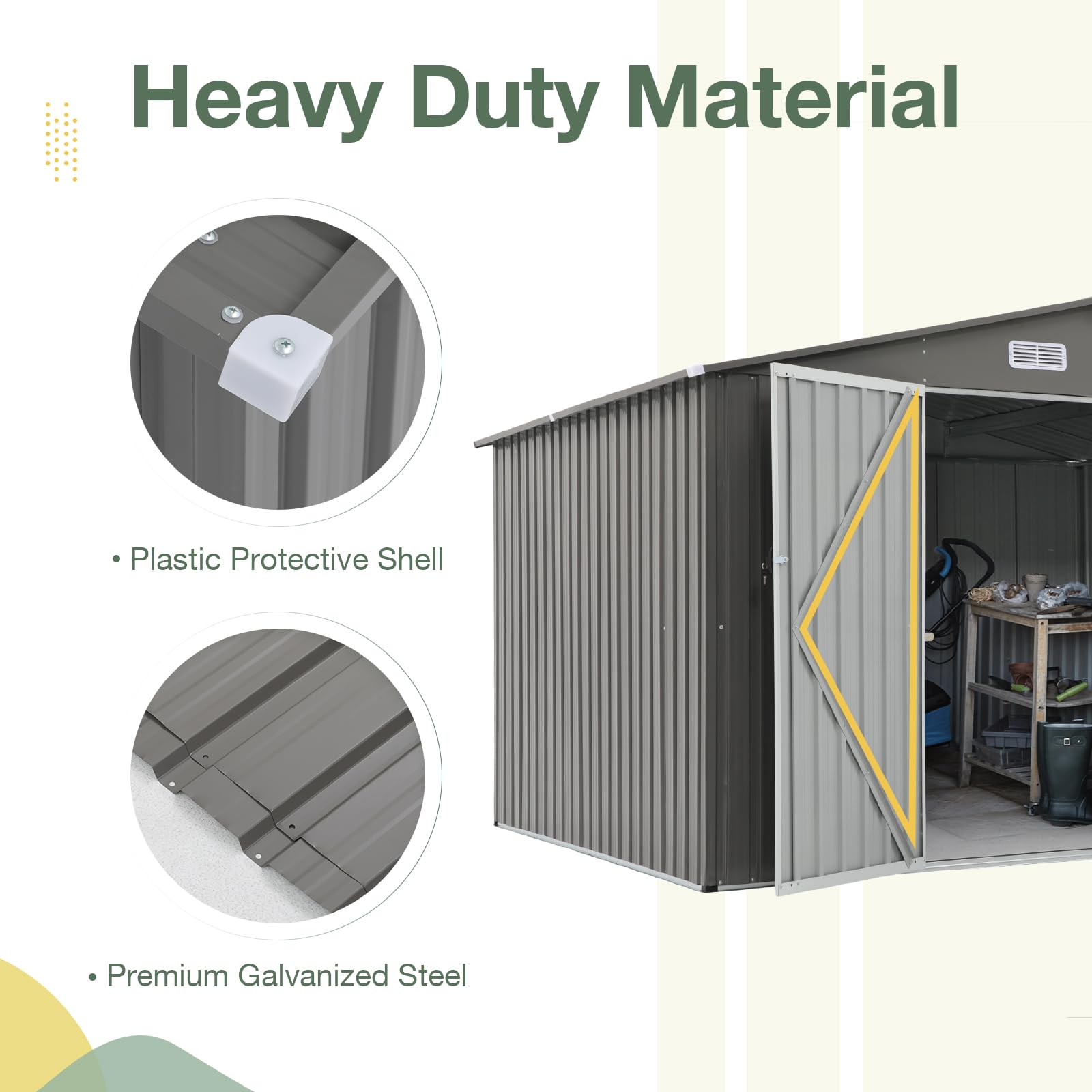 10' x 8' Outdoor Storage Shed, Metal Garden Tool Shed with Lockable Door