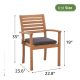Set of 6 Patio Dining Chairs Acacia Wood Armchairs with Cushions