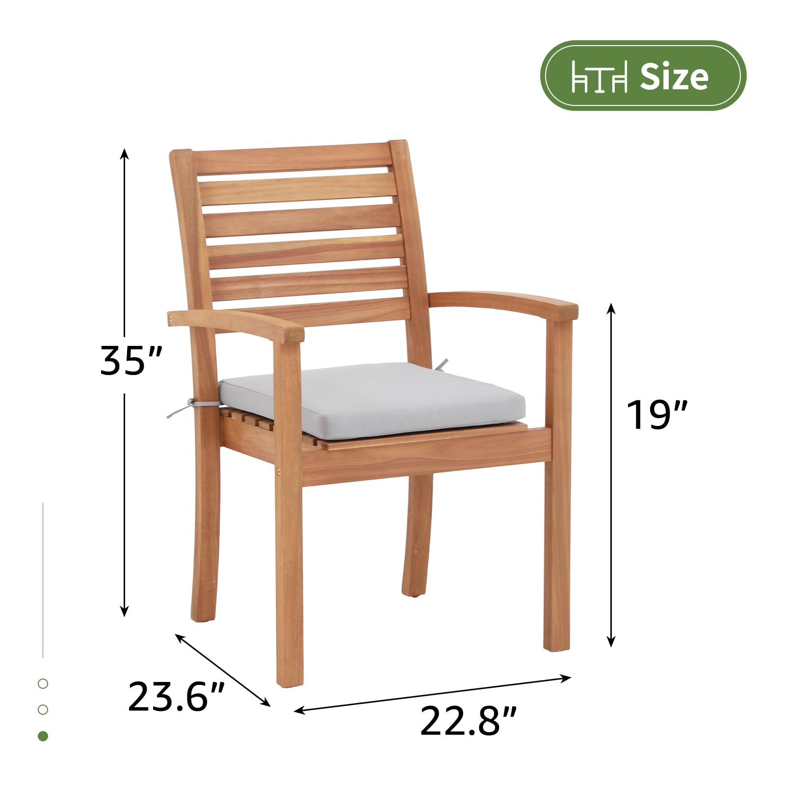 Outdoor Acacia Wooden Chairs, Stackable Patio Dining Chairs