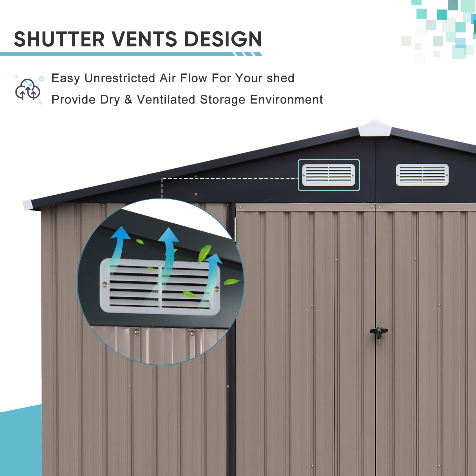 10' x 8' Outdoor Storage Shed, Metal Garden Tool Shed with Lockable Door