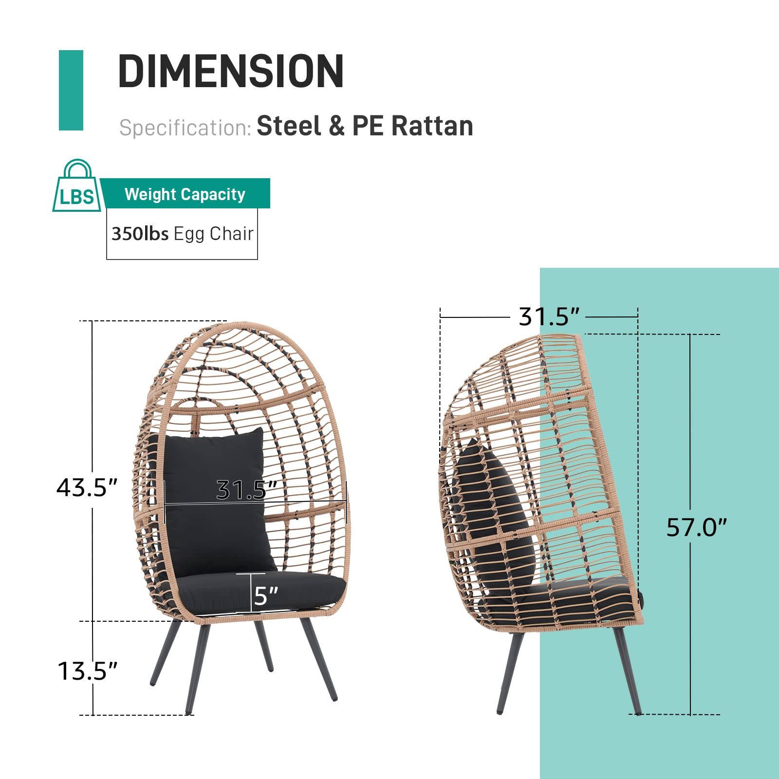 Wicker Egg Chair Rattan Lounge Chair Basket Wicker Chair for Indoor and Outdoor