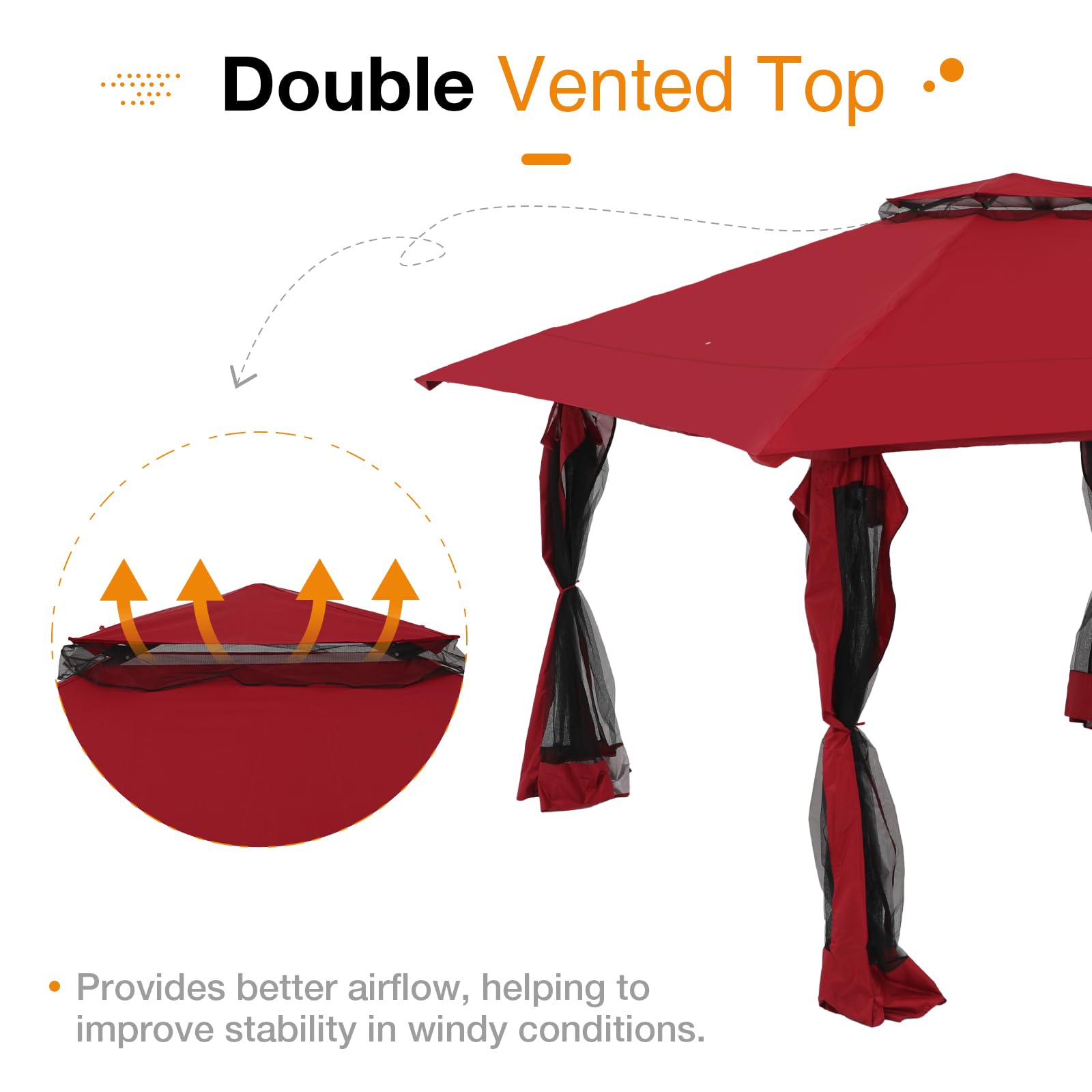 13’x13’ Pop Up Gazebo With Mosquito Netting, Outdoor Canopy Tent Shade, 5 colors, Metal Frame