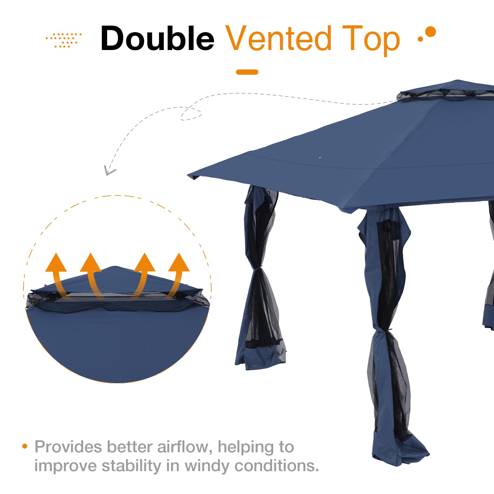 13’x13’ Pop Up Gazebo With Mosquito Netting, Outdoor Canopy Tent Shade, 5 colors, Metal Frame