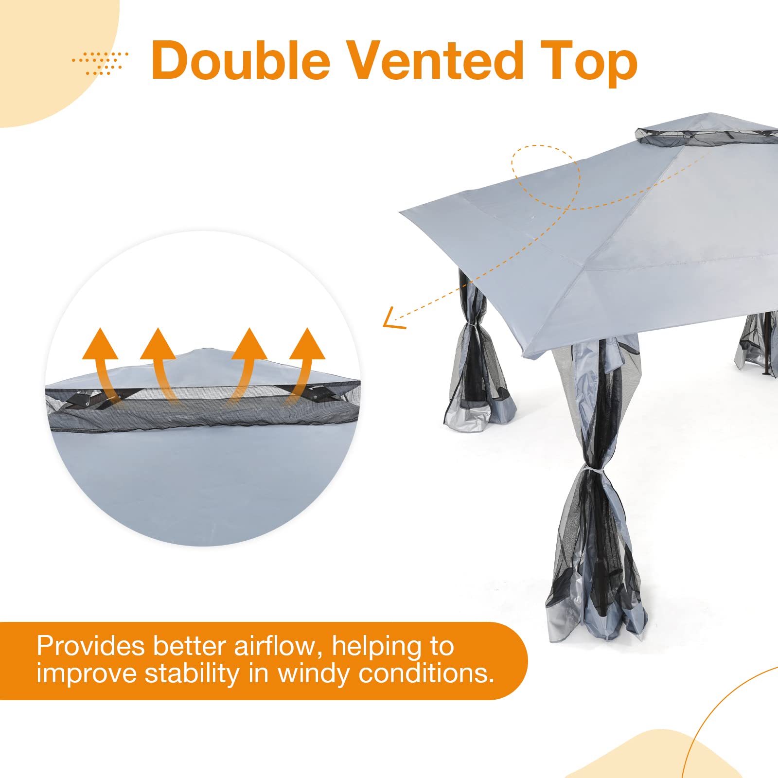 13’x13’ Pop Up Gazebo With Mosquito Netting, Outdoor Canopy Tent Shade, 5 colors, Metal Frame