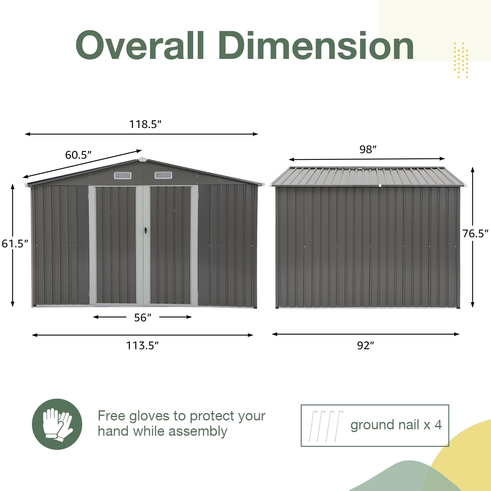 10' x 8' Outdoor Storage Shed, Metal Garden Tool Shed with Lockable Door