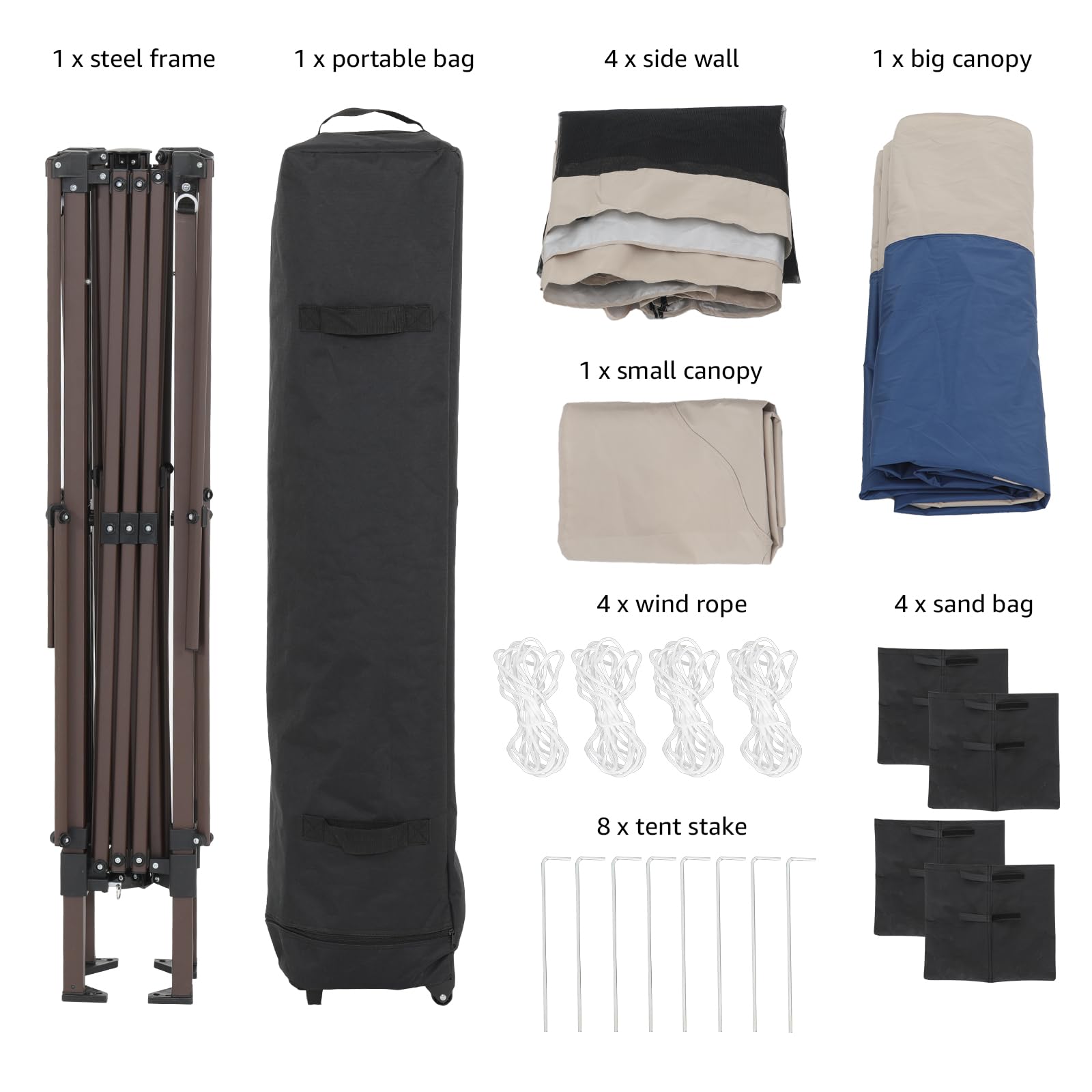 13’x13’ Pop Up Gazebo With Mosquito Netting Outdoor Canopy Tent Shade, Metal Frame