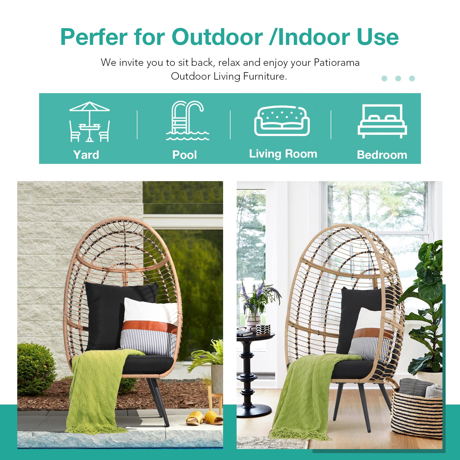 Wicker Egg Chair Rattan Lounge Chair Basket Wicker Chair for Indoor and Outdoor