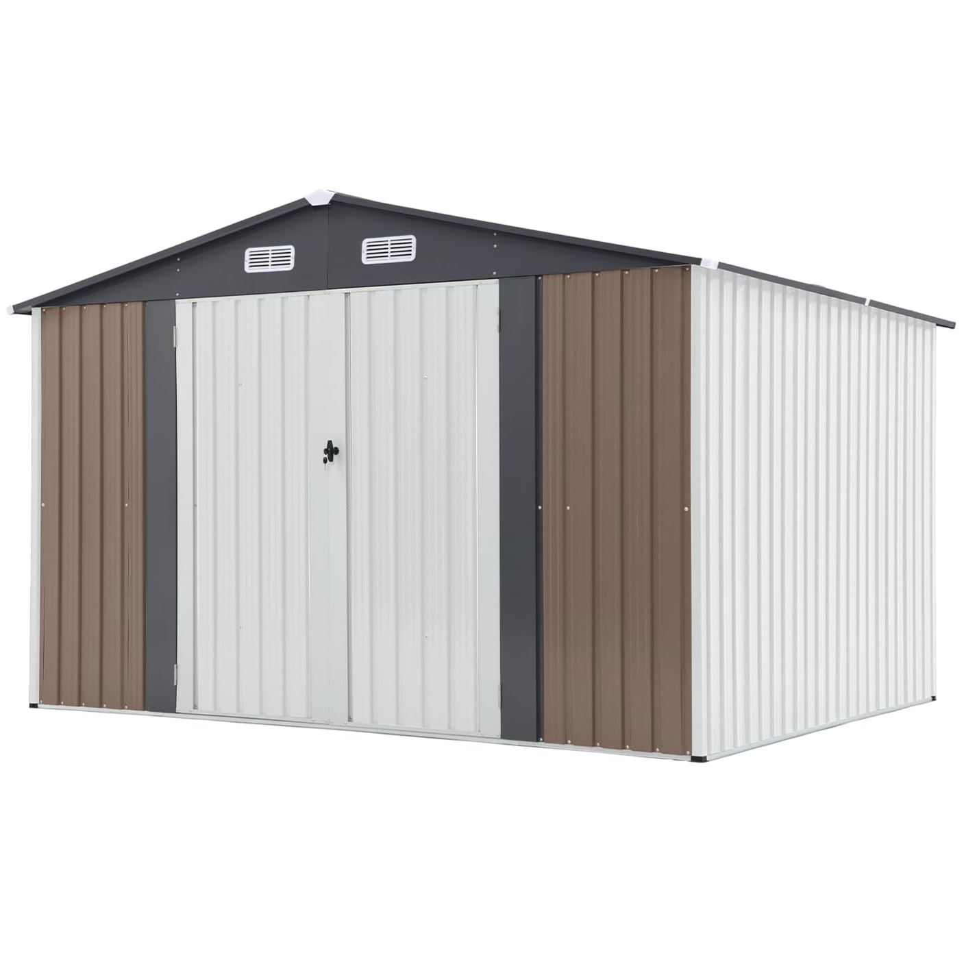10 x 8 FT Outdoor Storage Shed, Metal Garden Tool Shed with Lockable Door