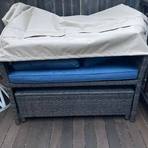 2pcs Loveseat Set with Storage Bin Wicker Outdoor Conversation Set