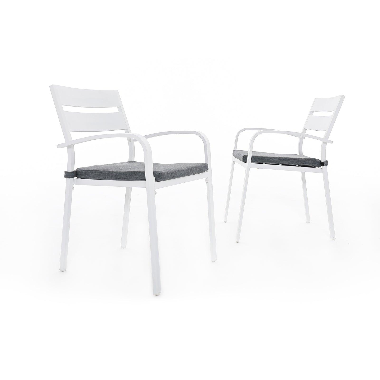2pcs Patio Dining Chairs with Cushions Aluminum Outdoor Stackable Chairs