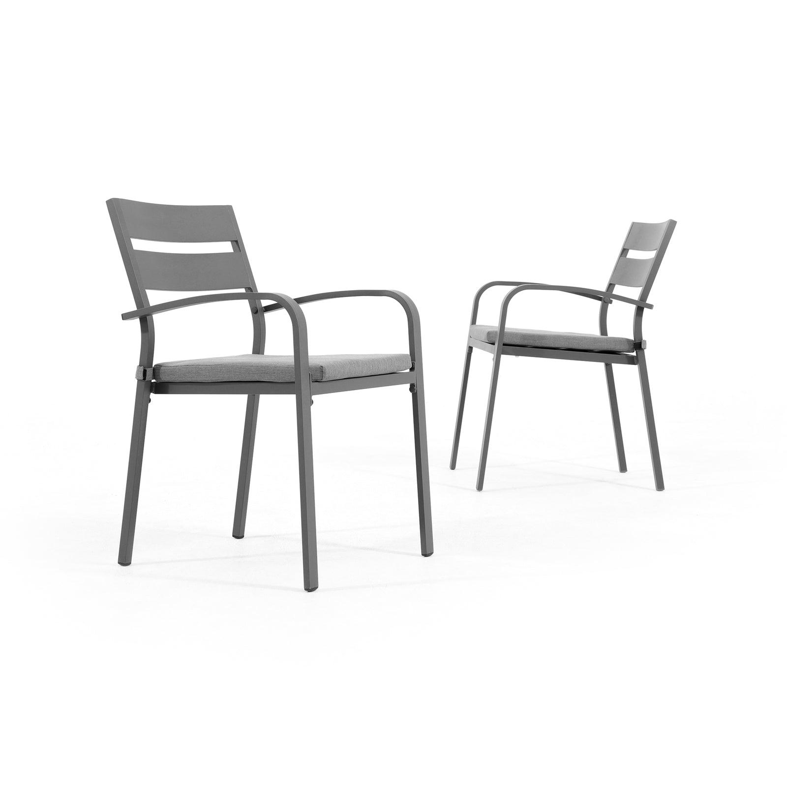 2pcs Patio Dining Chairs with Cushions Aluminum Outdoor Stackable Chairs