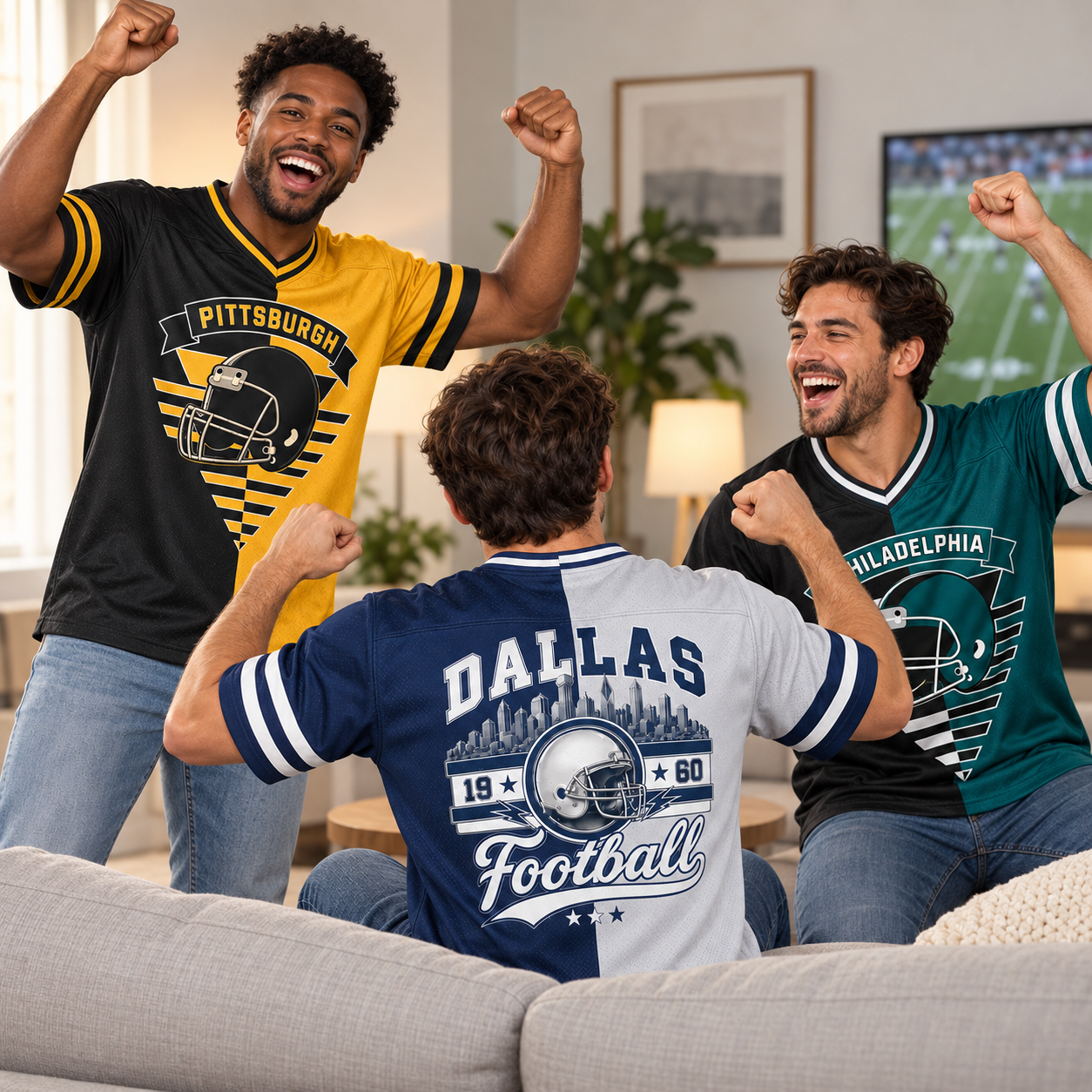 Football Team Print Split Fan Jersey