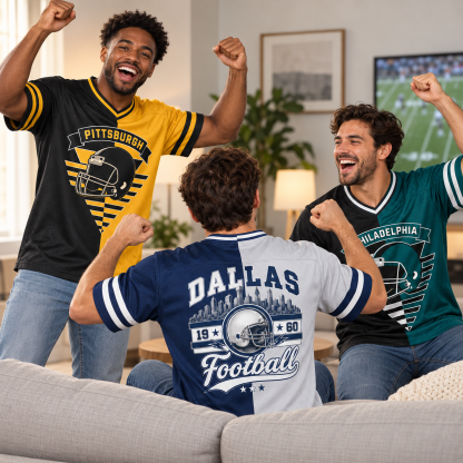 Football Team Print Split Fan Jersey