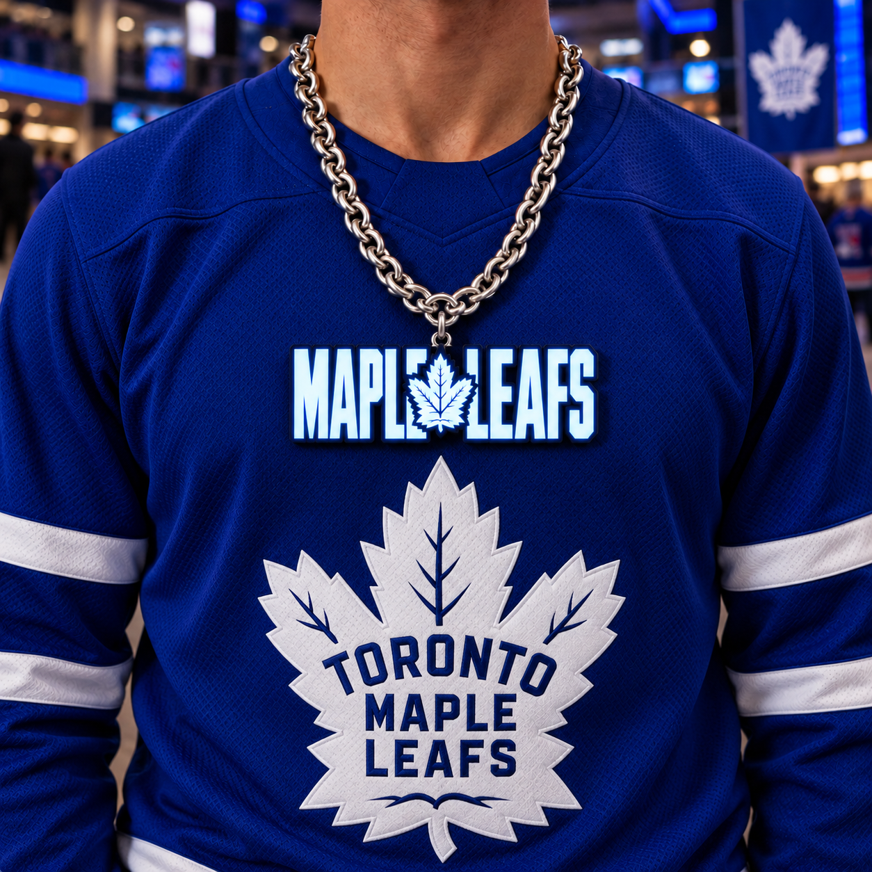 Hockey Fan LED Light-Up Pendant Chain Necklace