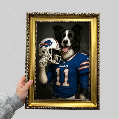 Custom American Football Pet NFL Canvas Portrait