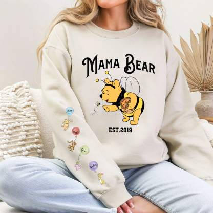 Custom Mama Bear Honey Bee Sweatshirt With Kid Names