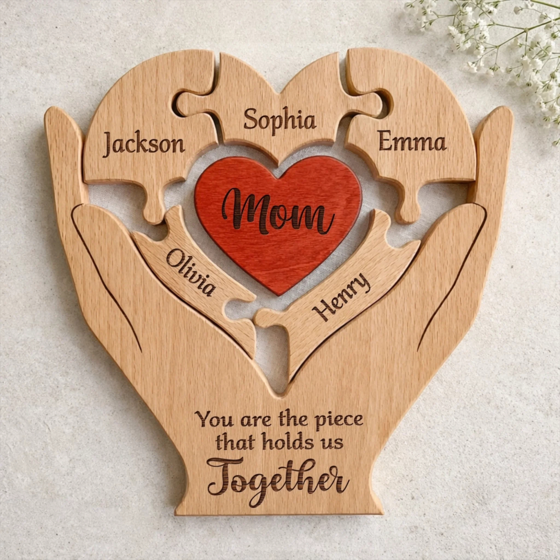 You Are The Piece That Hold Us Together-Personalized Wooden Family Puzzle