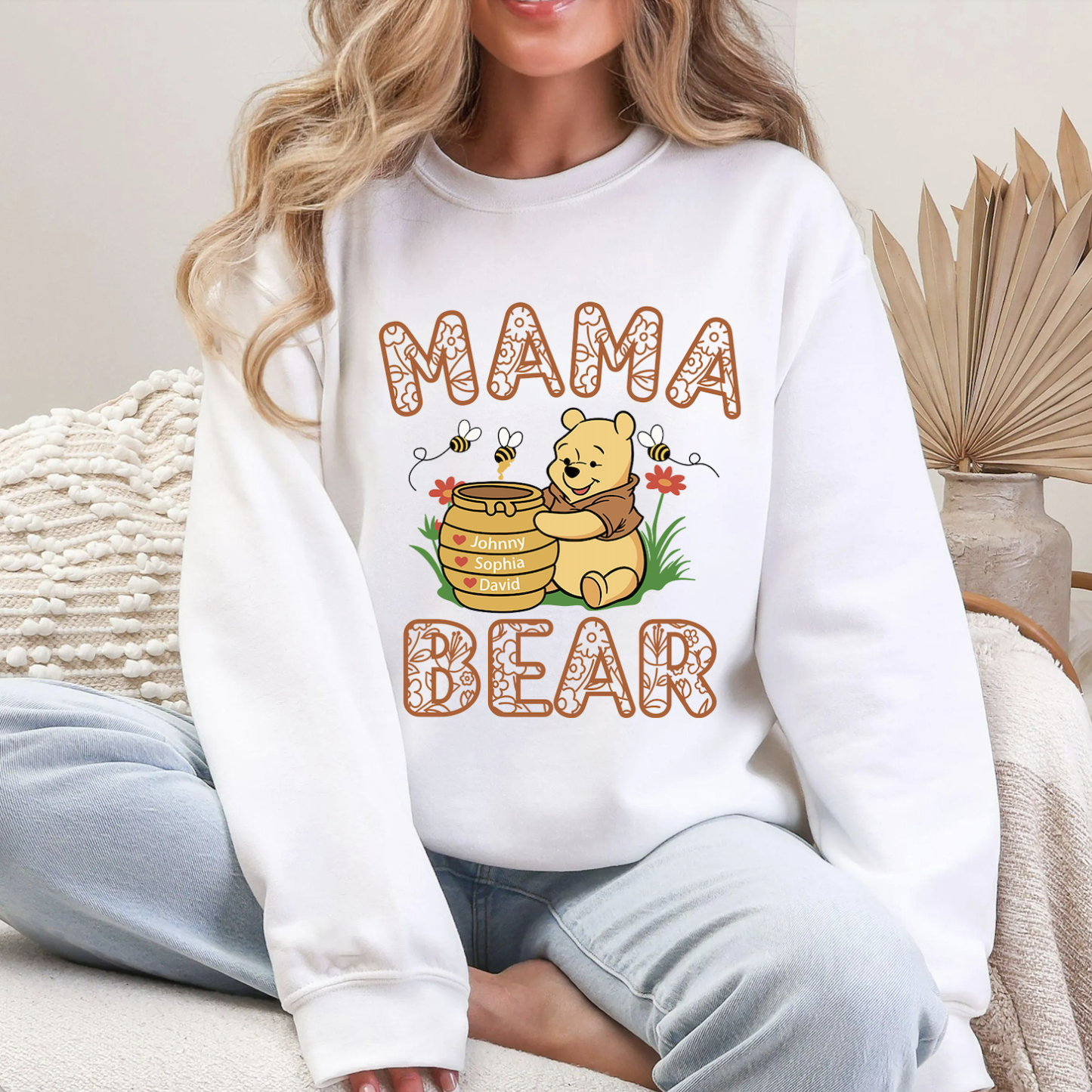 Personalized Mama Bear Embroidered Sweatshirt with kids names