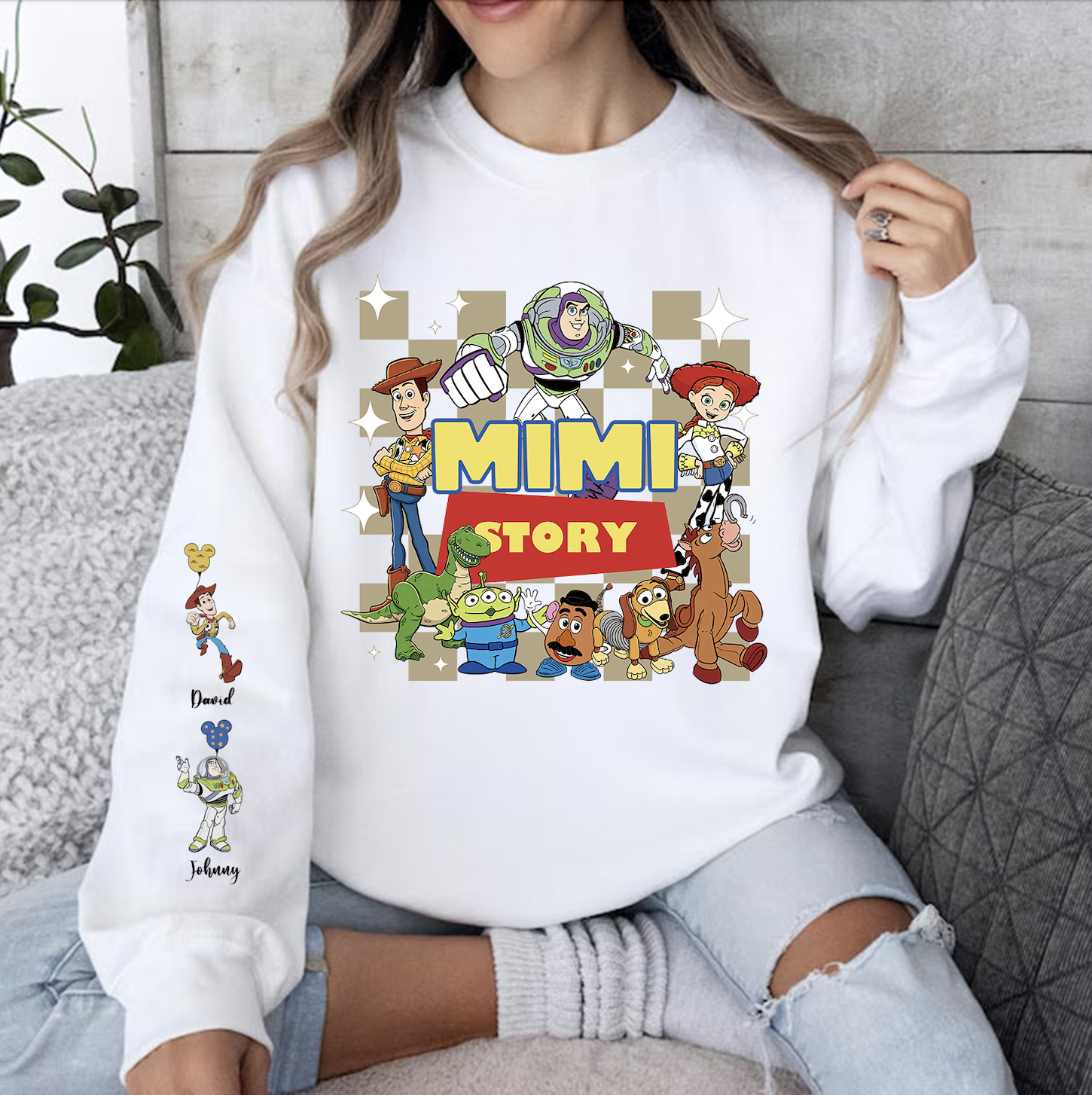 Custom Toy Character Sweatshirt With Family Names